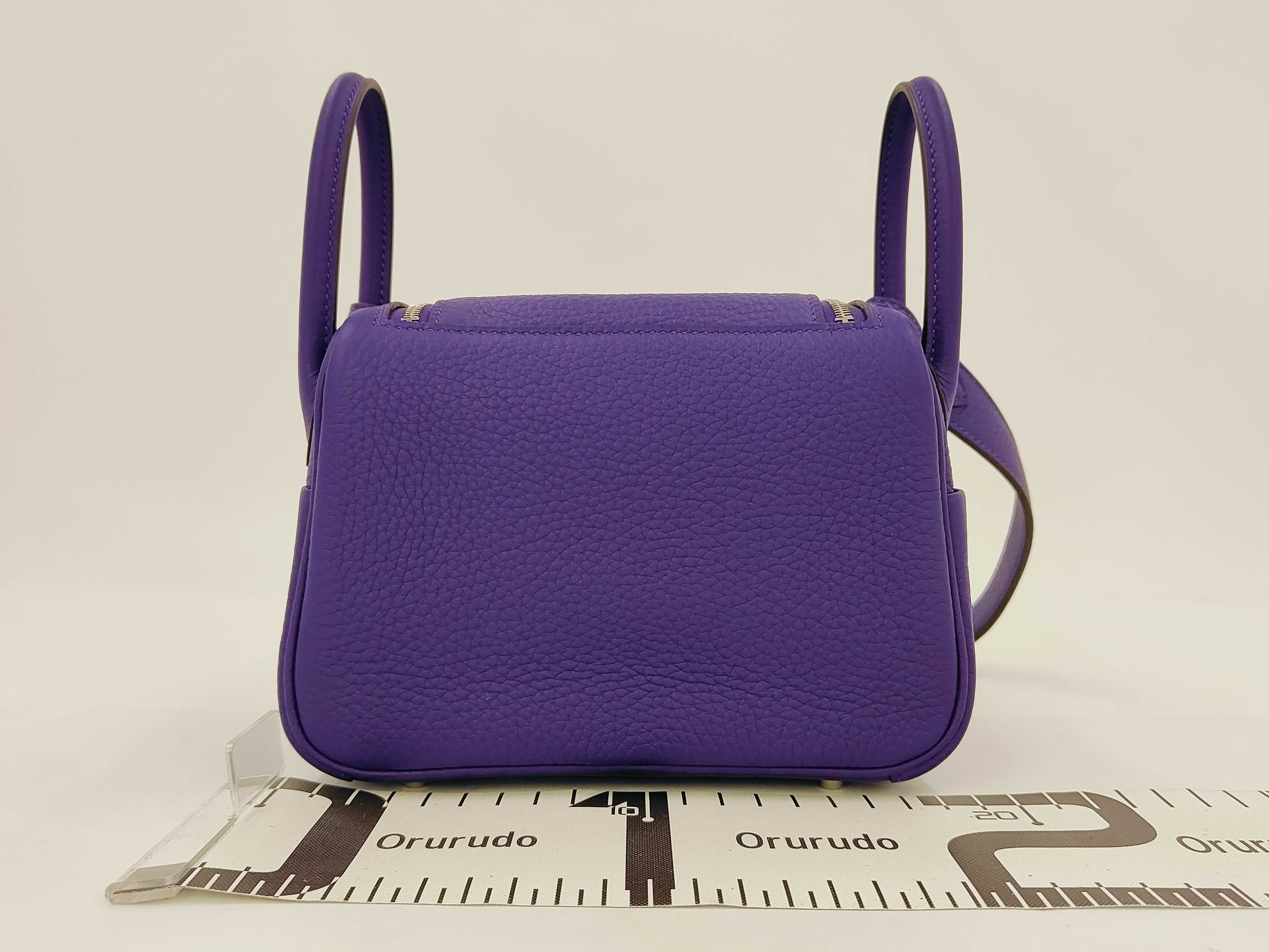 Lindy Mini Purple Taurillon Clemence Leather Handbag with Silver Hardware (G Stamp) — view 2