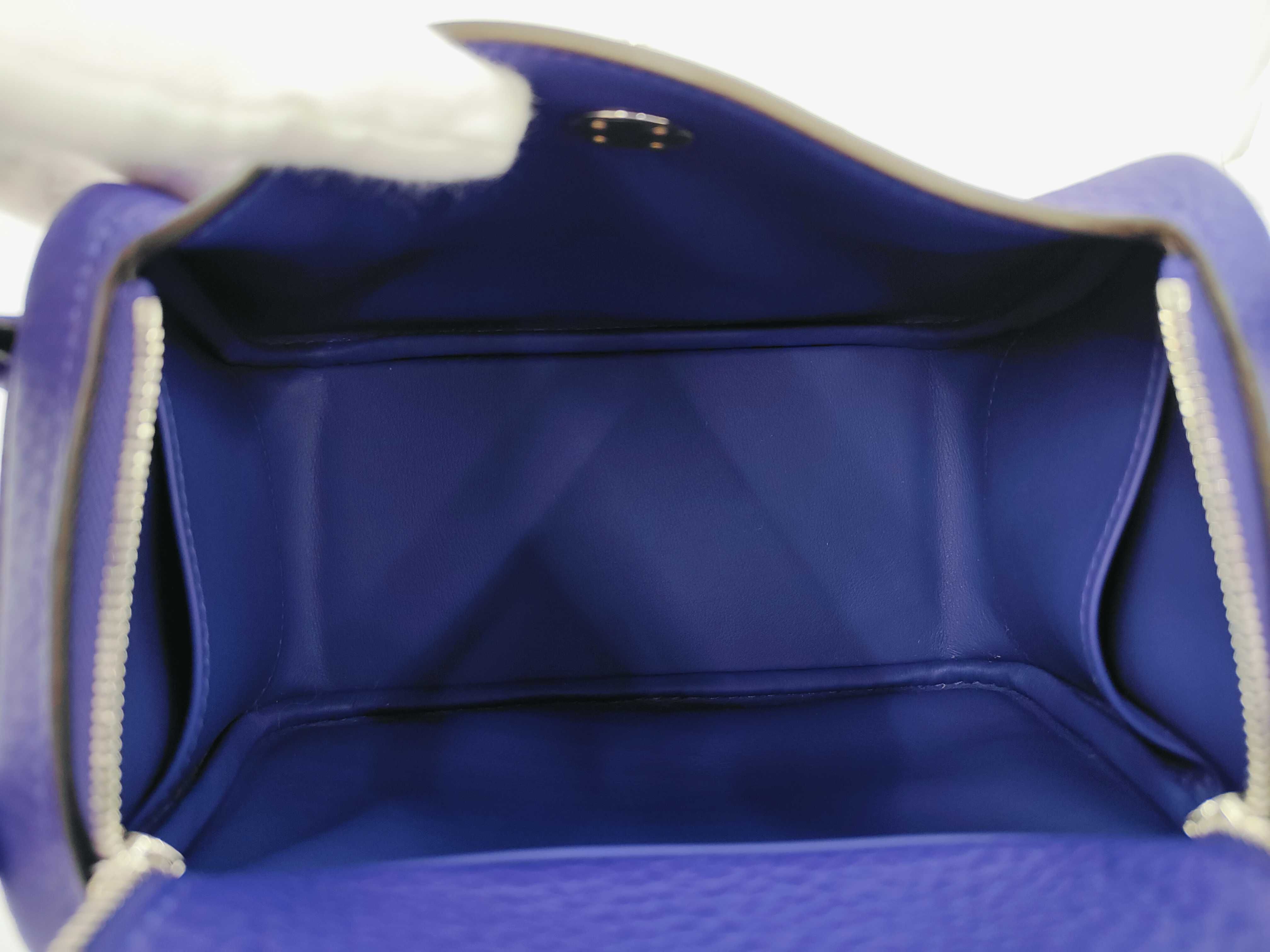 Lindy Mini Purple Taurillon Clemence Leather Handbag with Silver Hardware (G Stamp) — view 11