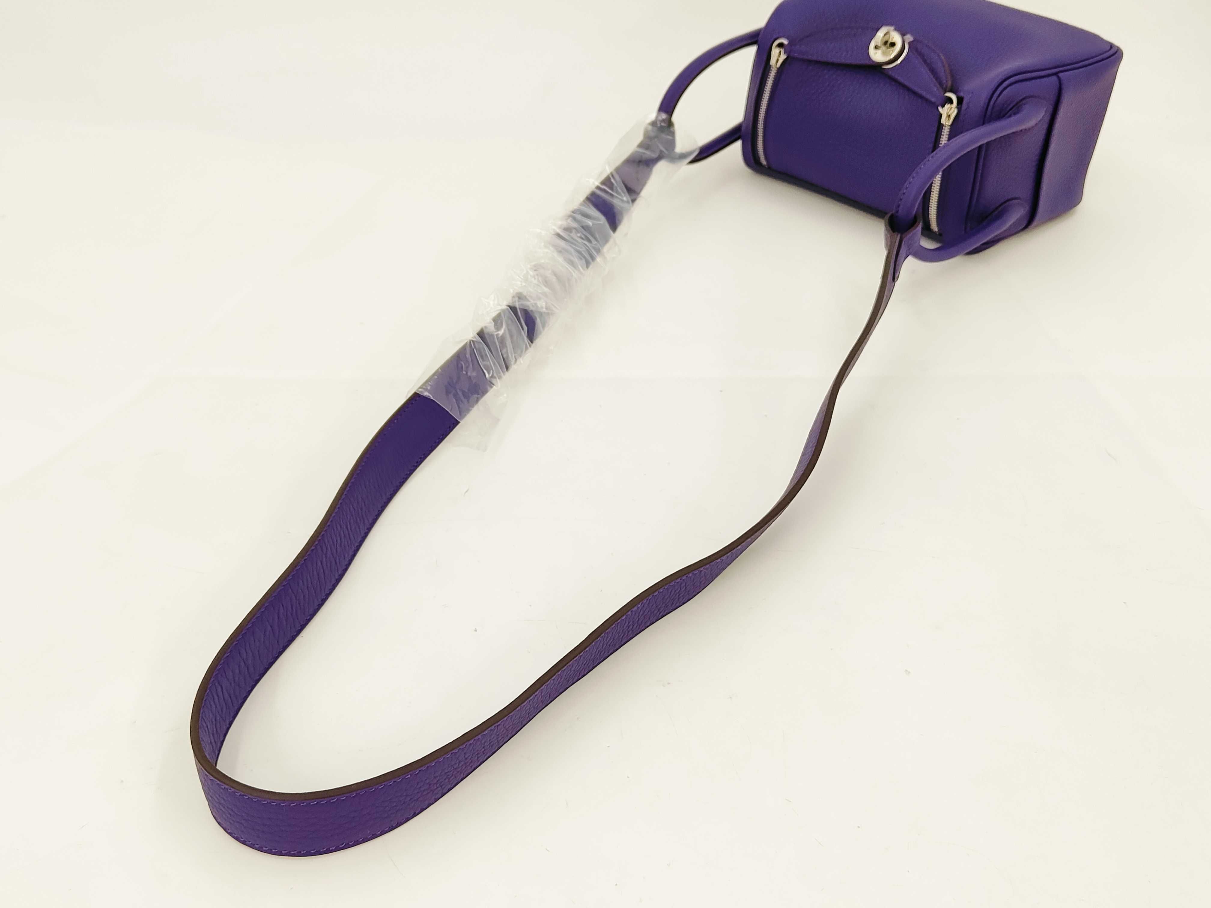 Lindy Mini Purple Taurillon Clemence Leather Handbag with Silver Hardware (G Stamp) — view 3