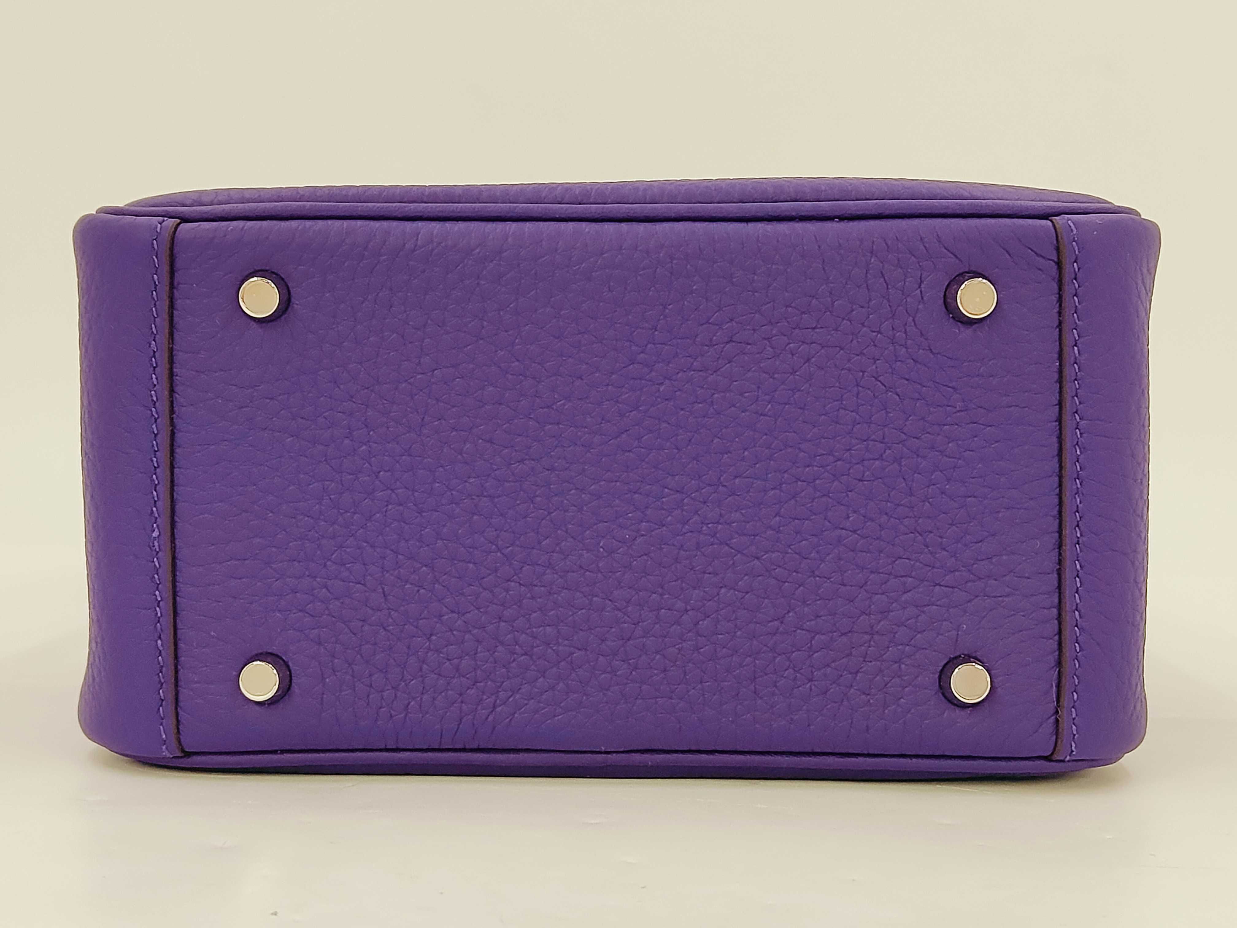Lindy Mini Purple Taurillon Clemence Leather Handbag with Silver Hardware (G Stamp) — view 6