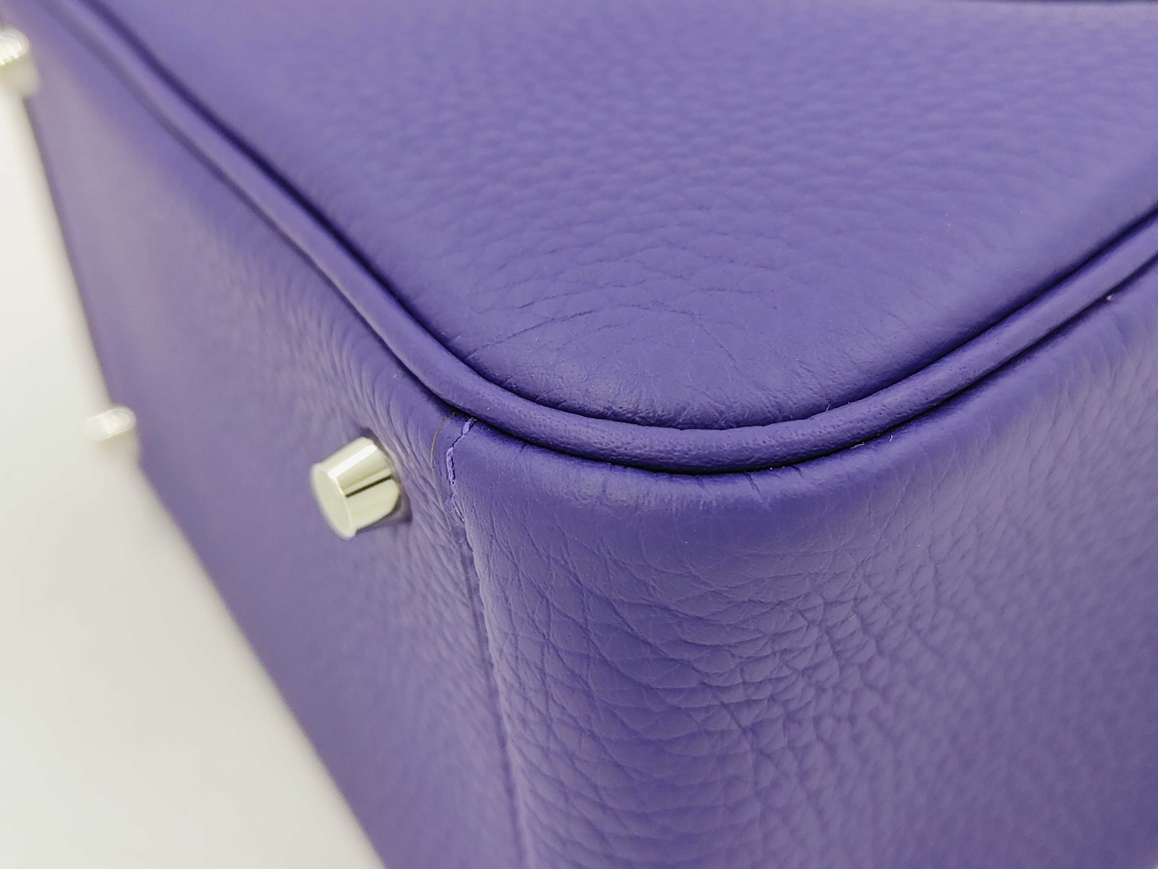 Lindy Mini Purple Taurillon Clemence Leather Handbag with Silver Hardware (G Stamp) — view 7