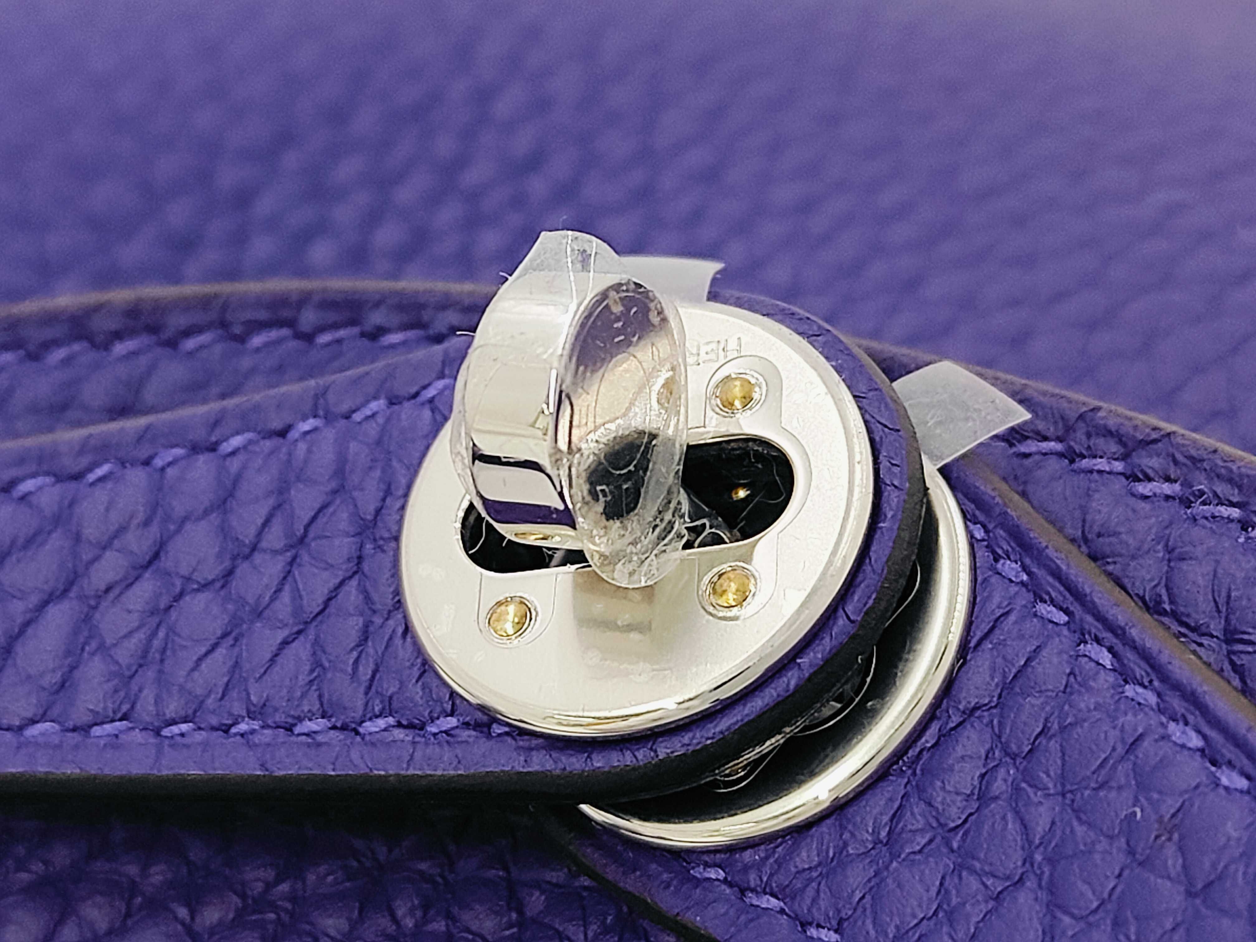 Lindy Mini Purple Taurillon Clemence Leather Handbag with Silver Hardware (G Stamp) — view 10