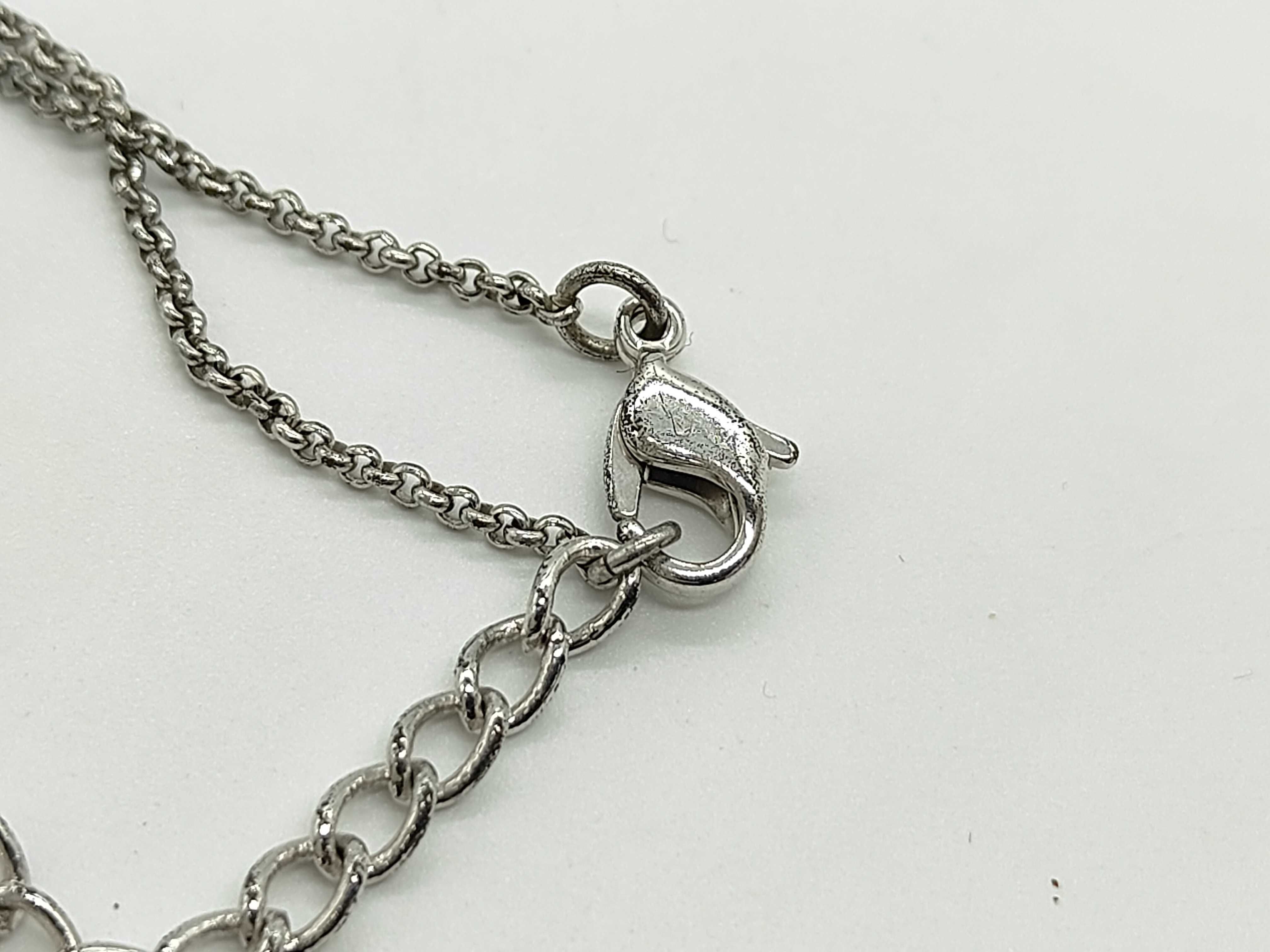 CD Logo Cube Rhinestone Silver Necklace — view 4