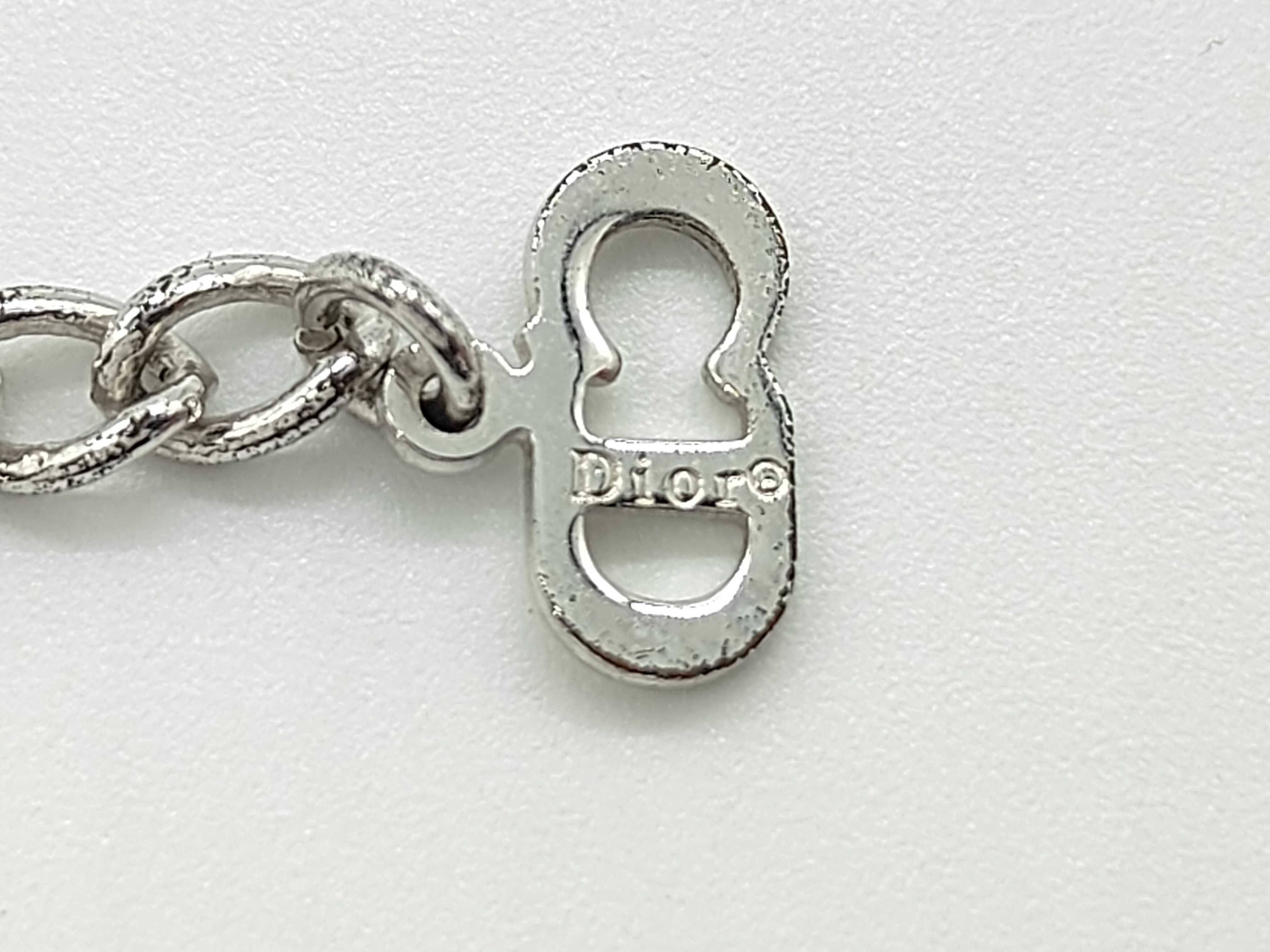 CD Logo Cube Rhinestone Silver Necklace — view 5