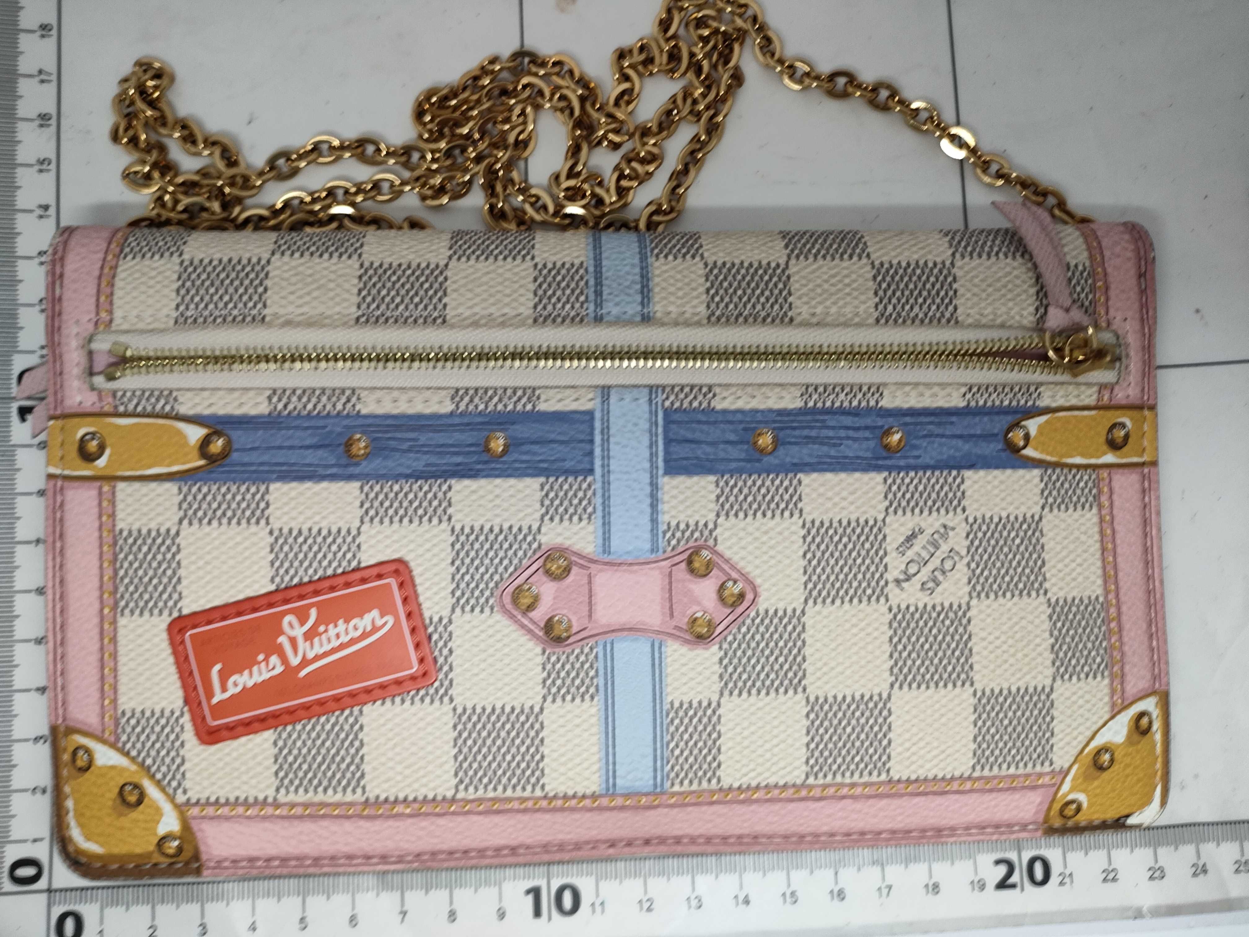 PH- Damier Azur Leather Summer Trunks Chain Shoulder Bag Mulitico Wallet — view 2