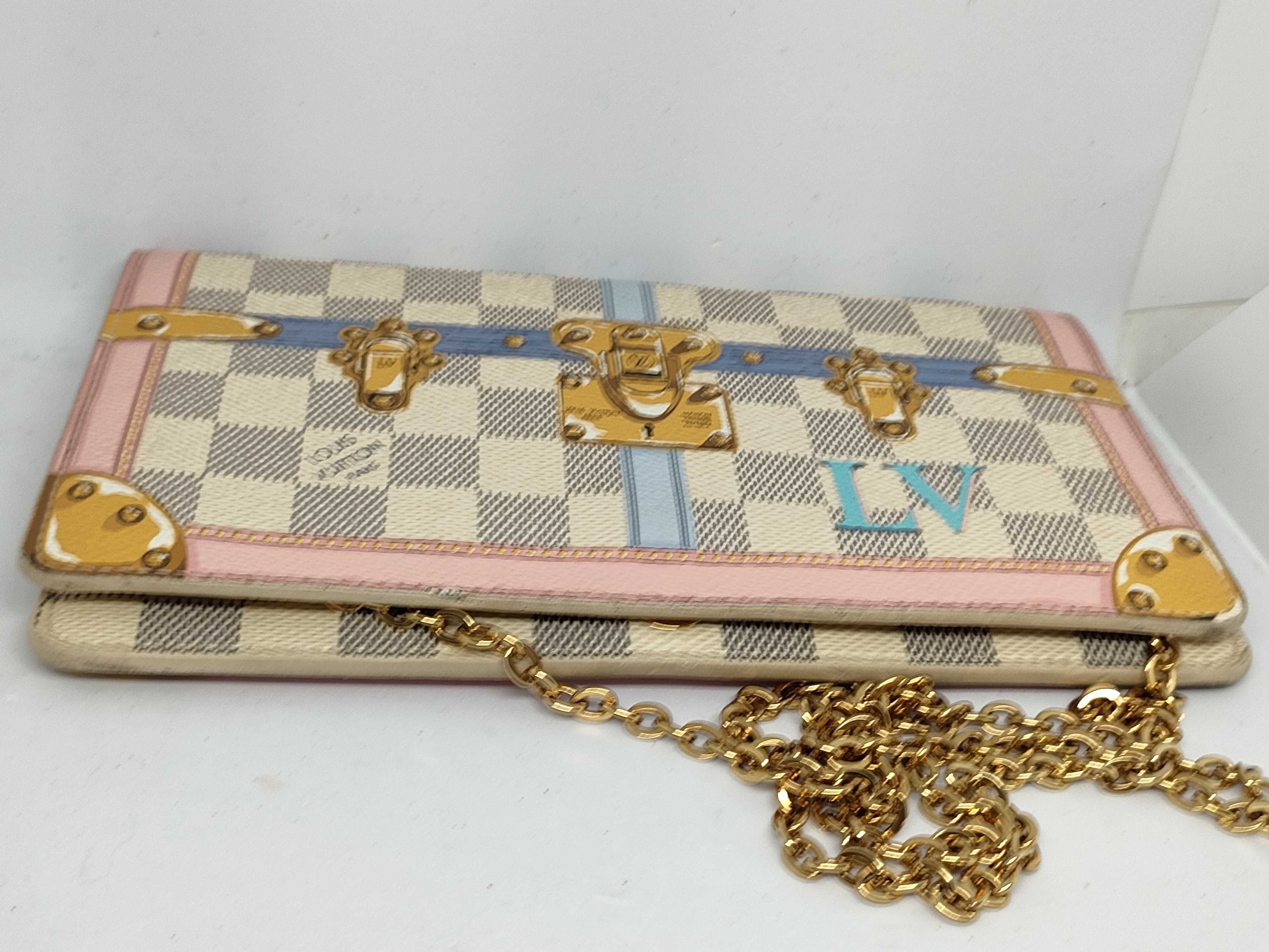 PH- Damier Azur Leather Summer Trunks Chain Shoulder Bag Mulitico Wallet — view 11