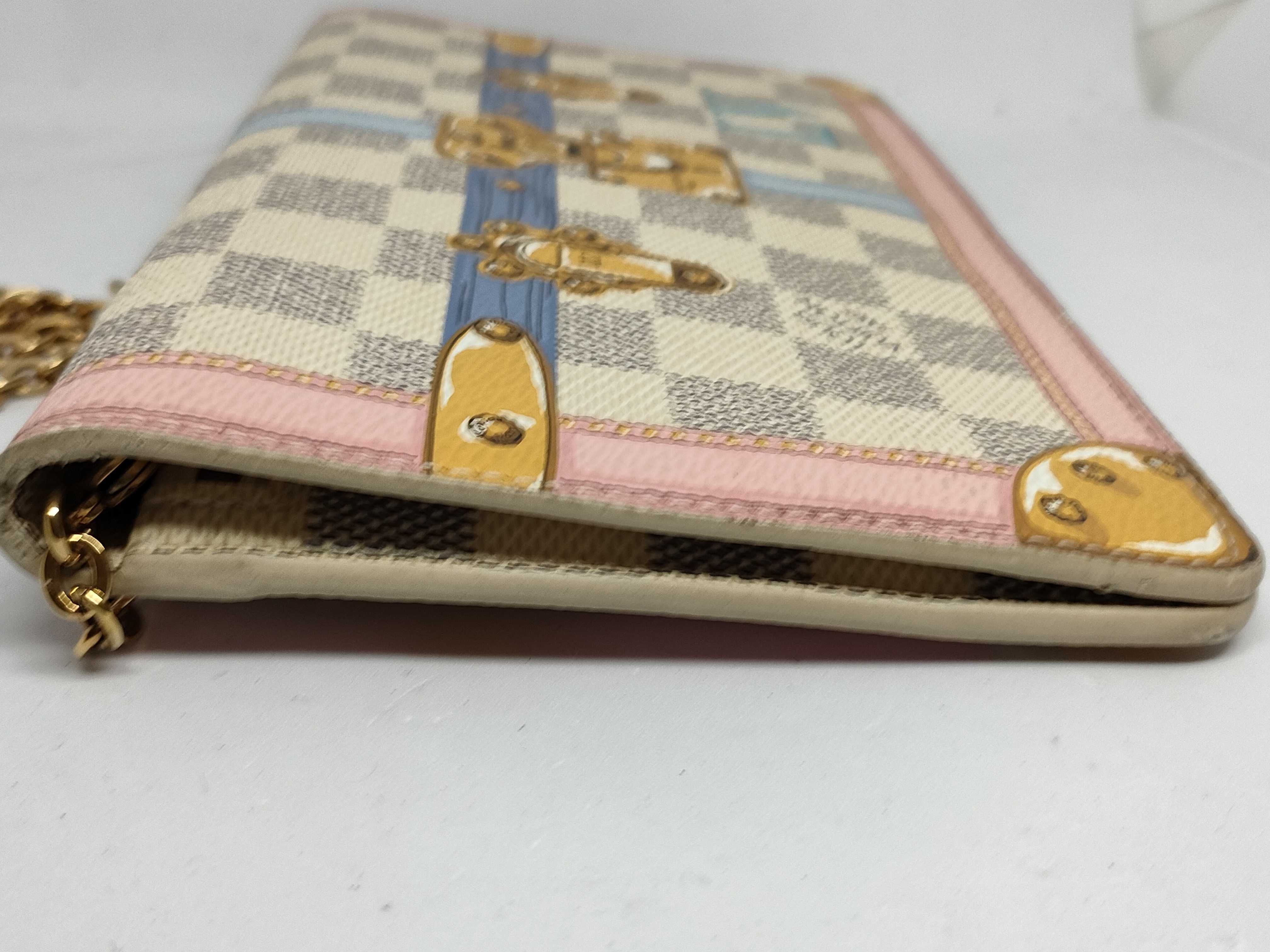 PH- Damier Azur Leather Summer Trunks Chain Shoulder Bag Mulitico Wallet — view 4