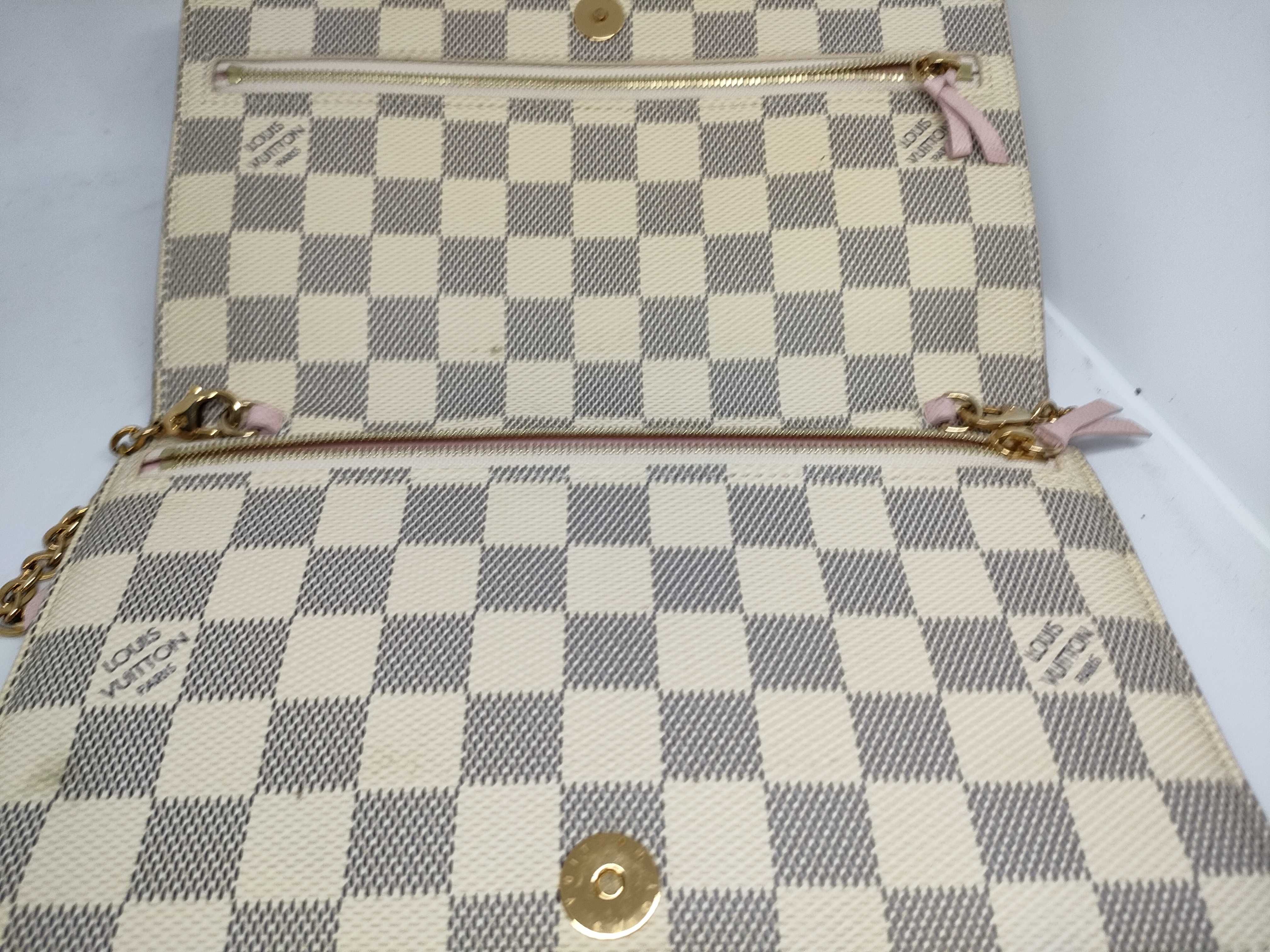 PH- Damier Azur Leather Summer Trunks Chain Shoulder Bag Mulitico Wallet — view 7