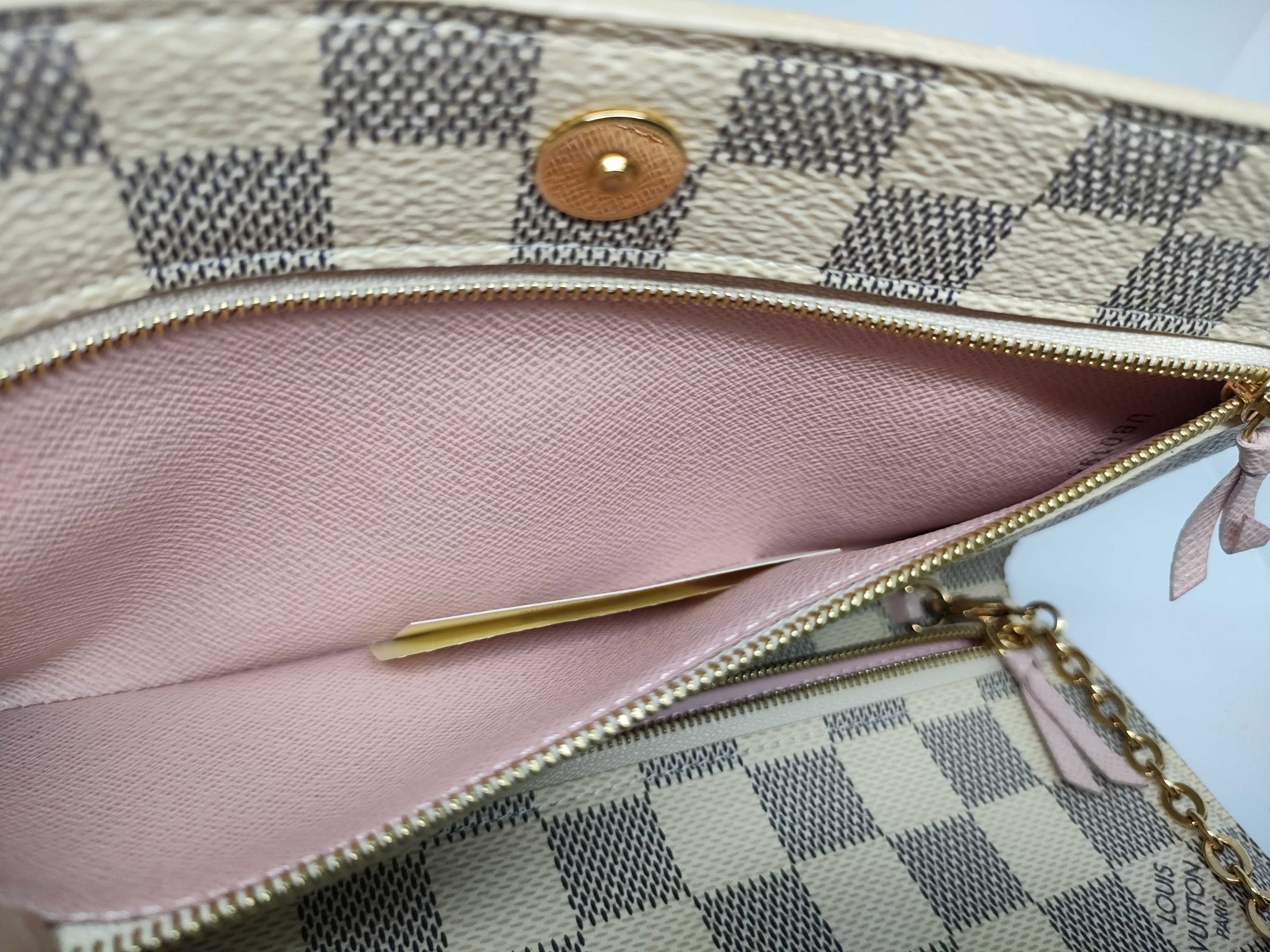 PH- Damier Azur Leather Summer Trunks Chain Shoulder Bag Mulitico Wallet — view 9