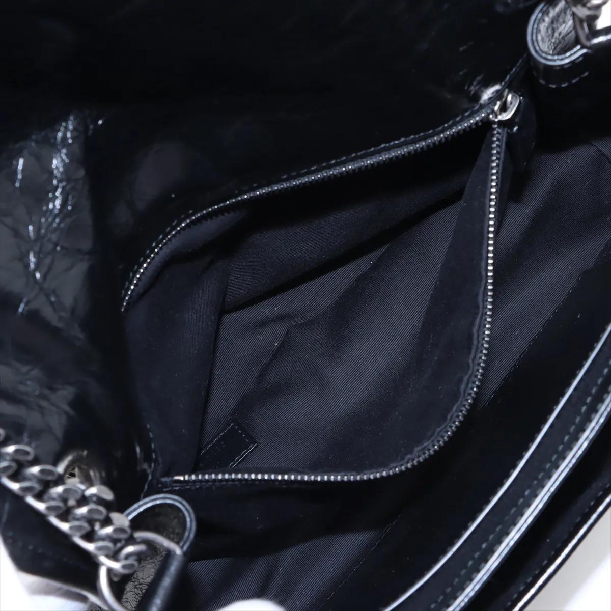 Niki Leather Chain Shoulder Bag, Black, 633158 — view 10