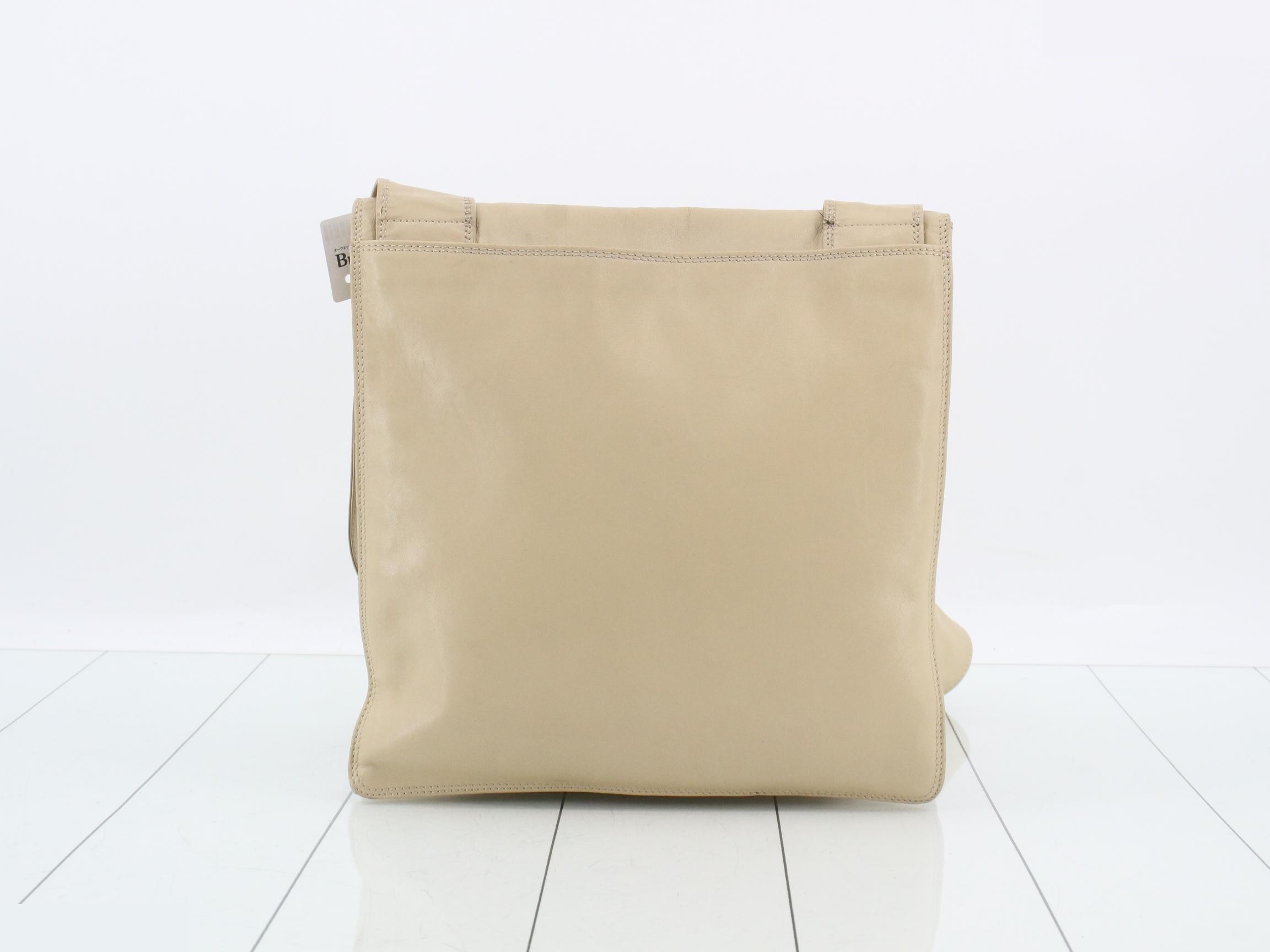 Leather Coco Mark Shoulder Bag, Beige — view 2