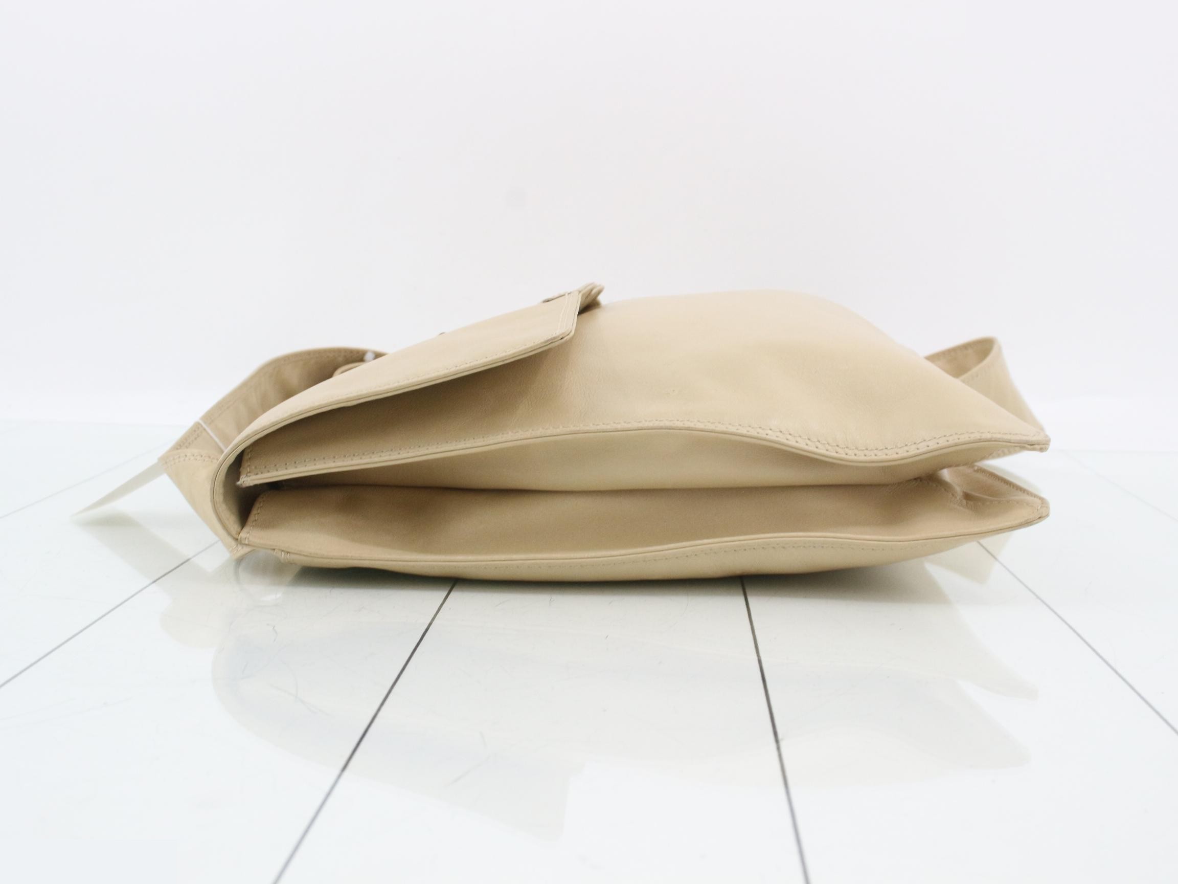 Leather Coco Mark Shoulder Bag, Beige — view 4