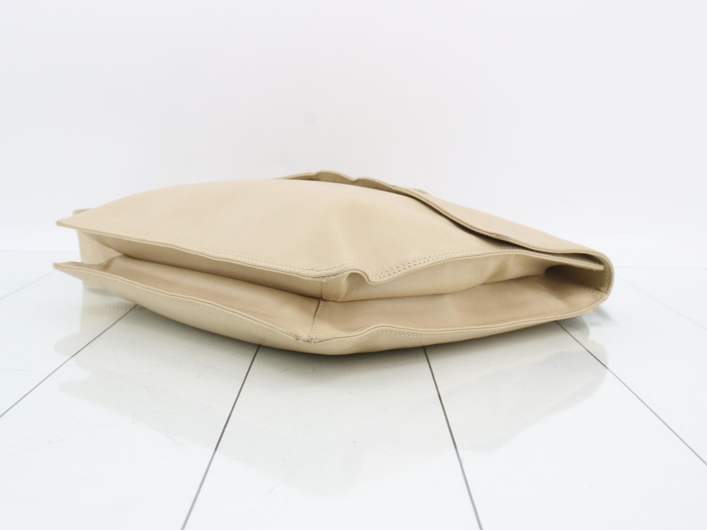 Leather Coco Mark Shoulder Bag, Beige — view 6