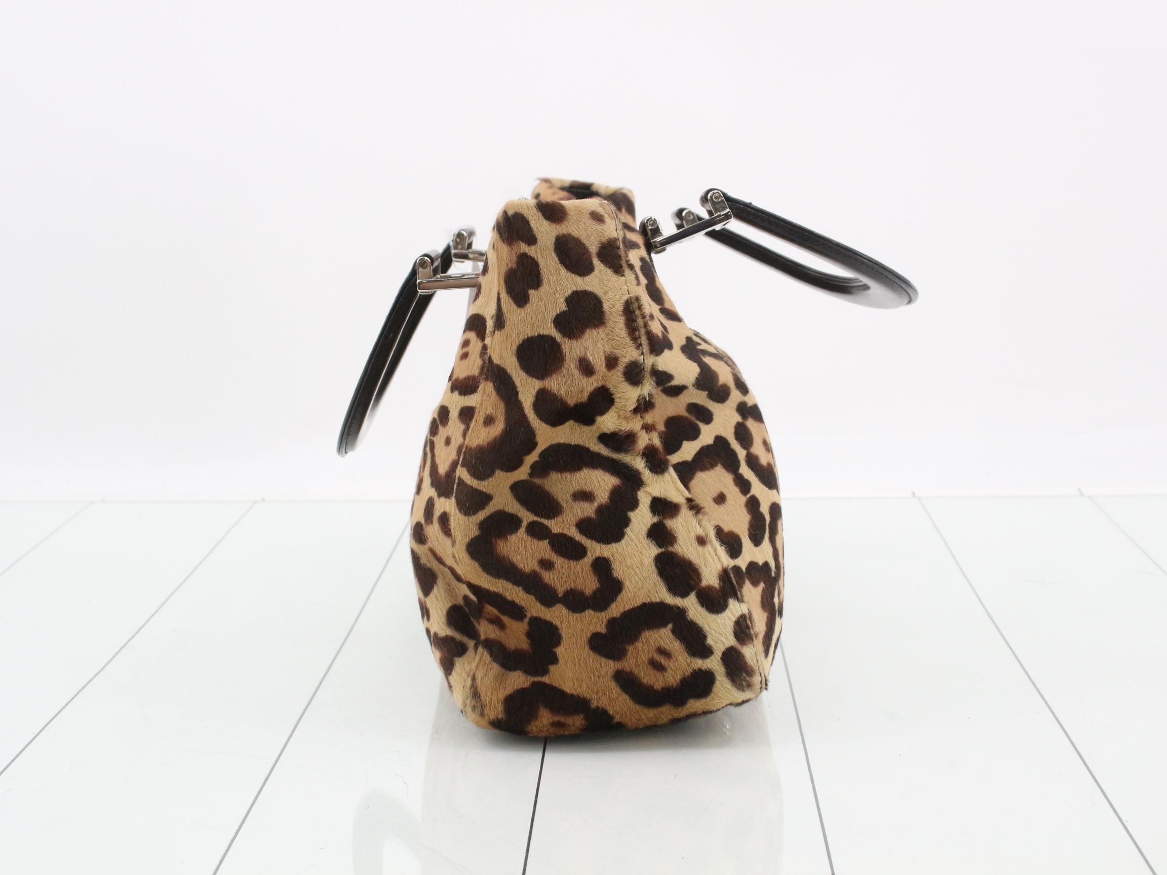 Logo Shopper Tote Bag, Leopard Print, Calf Hair, Brown x Black, 30 x 22 x 12 cm — view 3