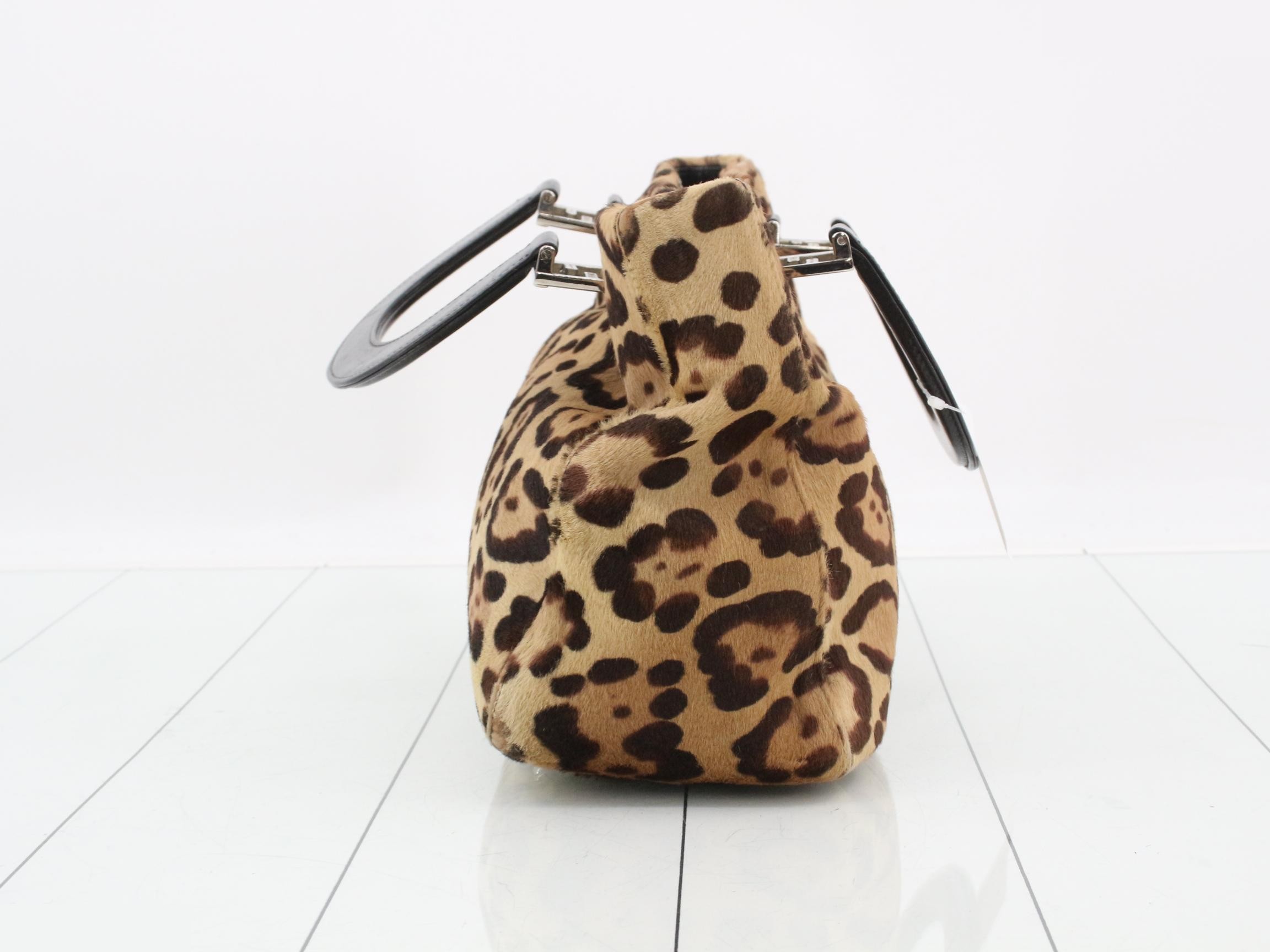 Logo Shopper Tote Bag, Leopard Print, Calf Hair, Brown x Black, 30 x 22 x 12 cm — view 4