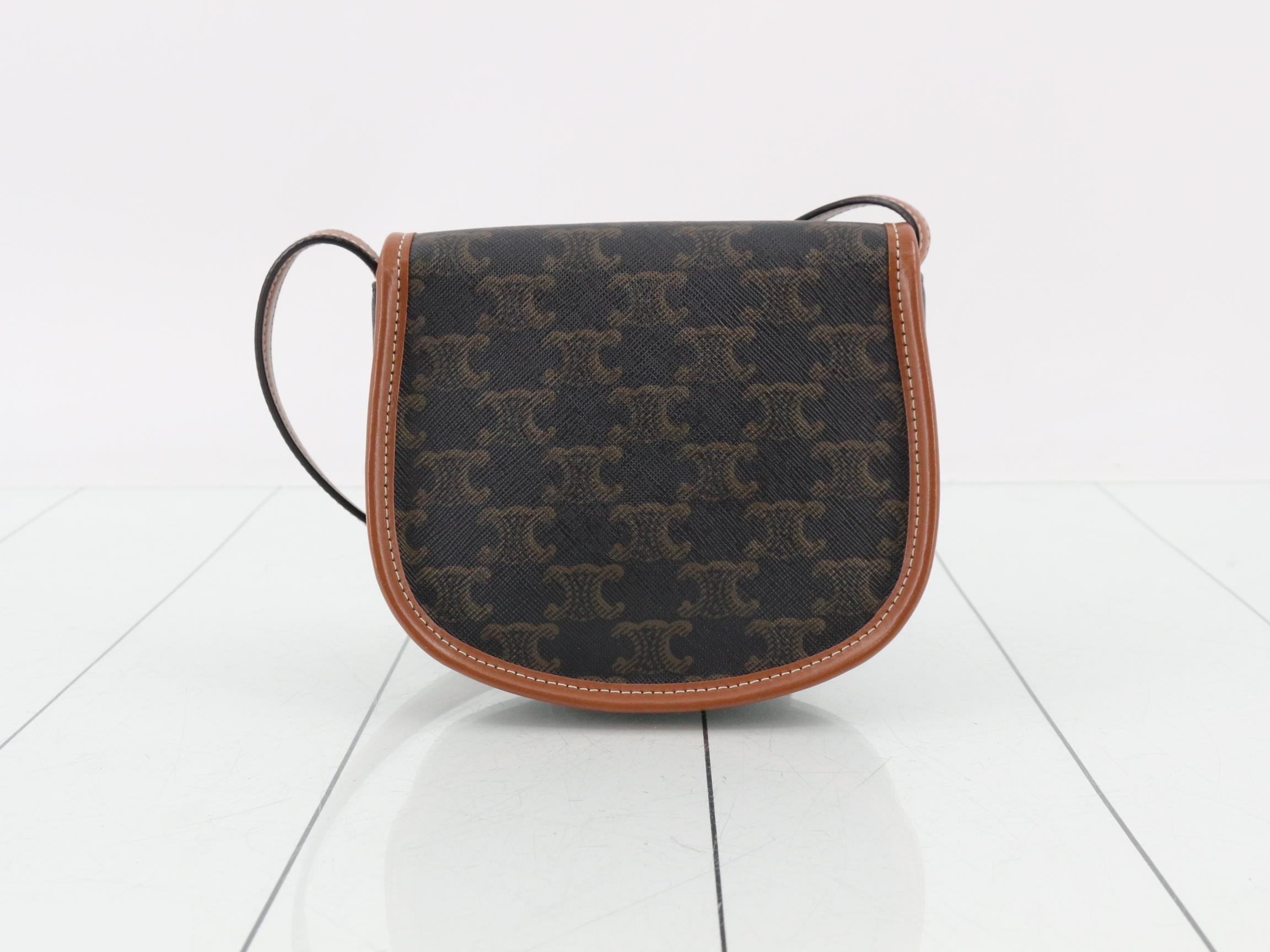 Triomphe PVC/Leather Shoulder Bag, Black — view 2