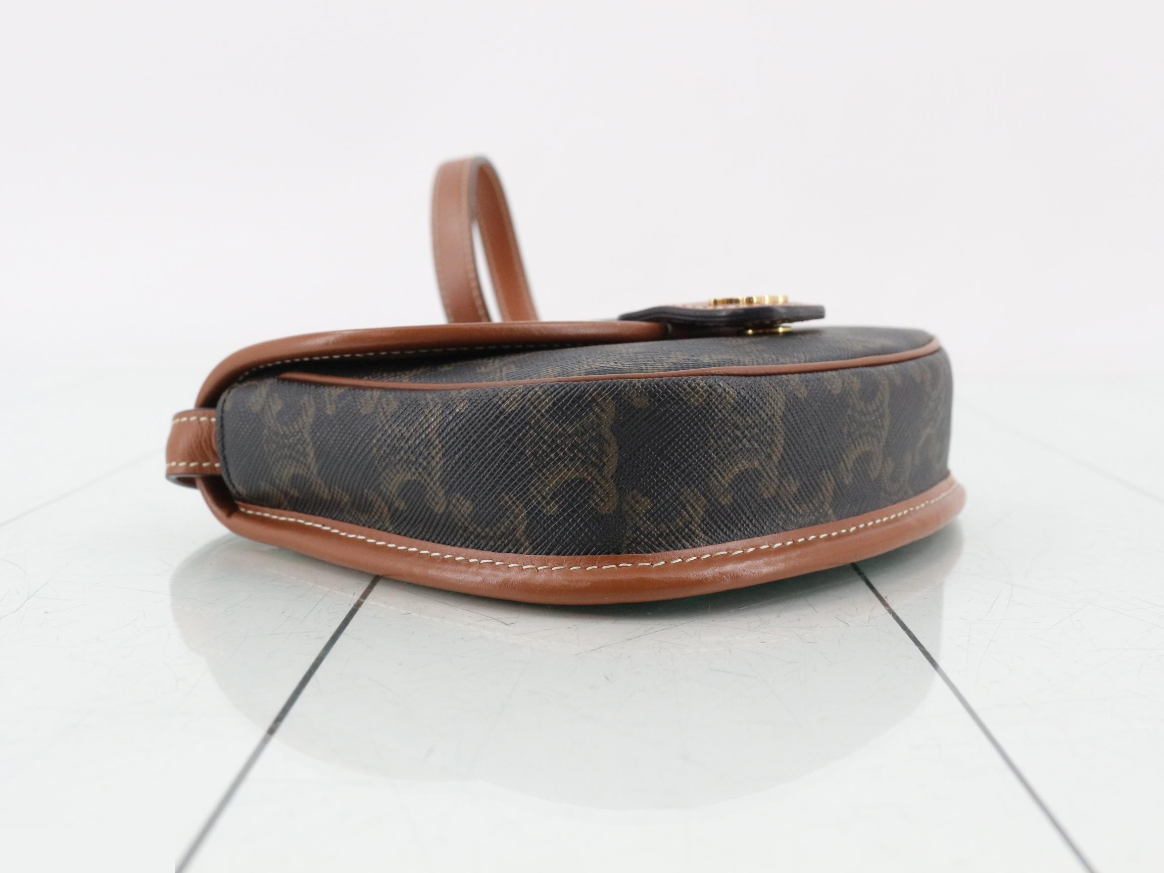Triomphe PVC/Leather Shoulder Bag, Black — view 5