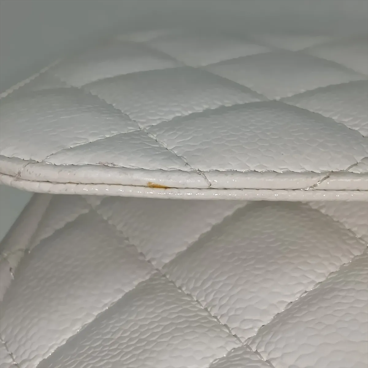 Large Matelassé 30 Caviar Skin Single Flap Double Chain Bag, White, Silver Hardware, 12327259, Serial Number , A28600 — view 13