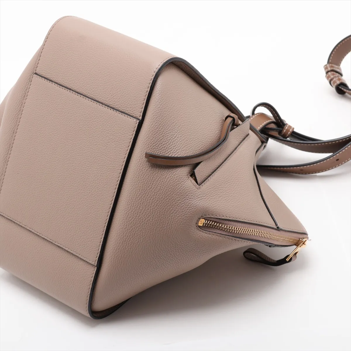Hammock Small Leather 2-Way Handbag, Beige — view 3