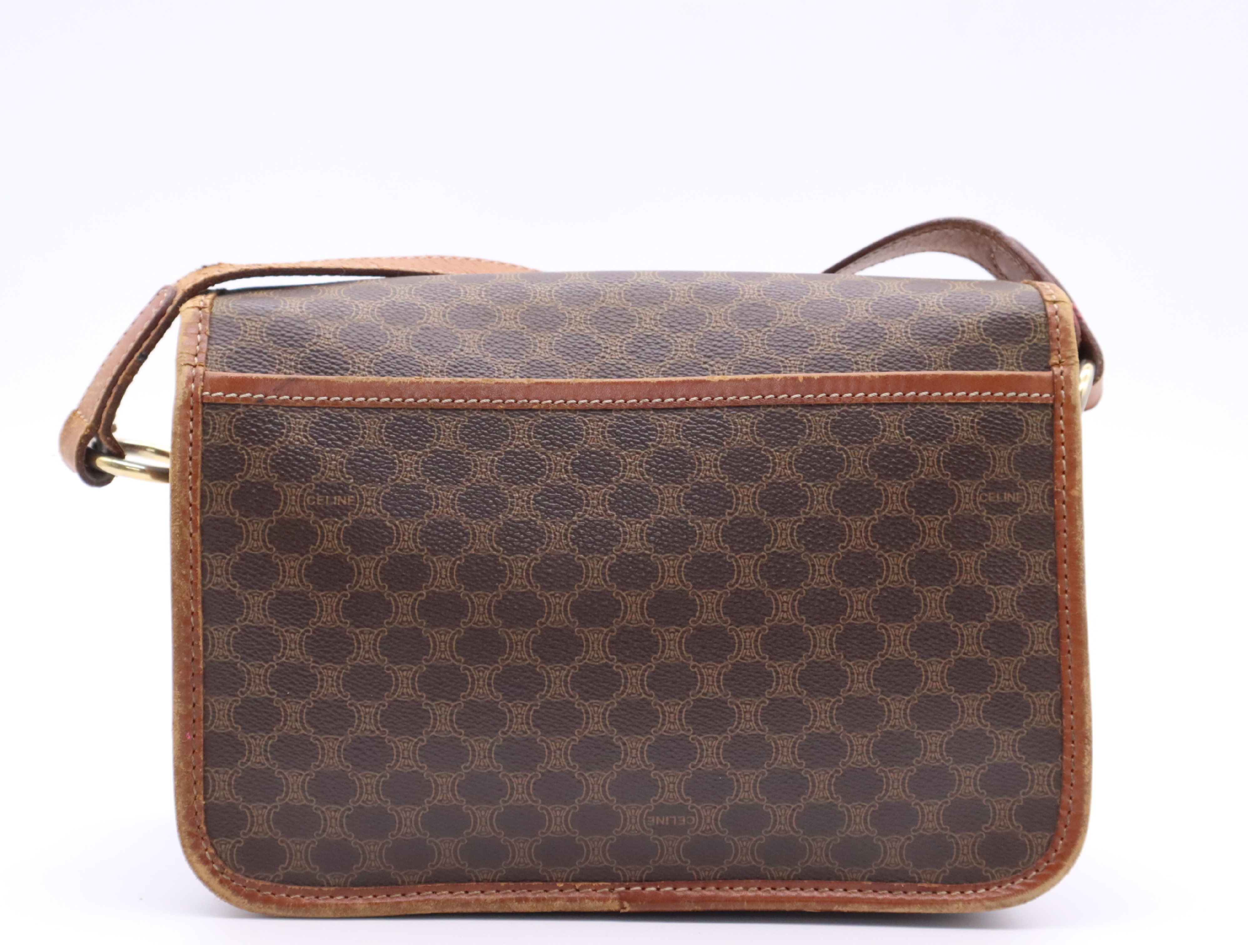 PVC x Leather Macadam Pattern Brown Gold Hardware Shoulder Bag — view 2