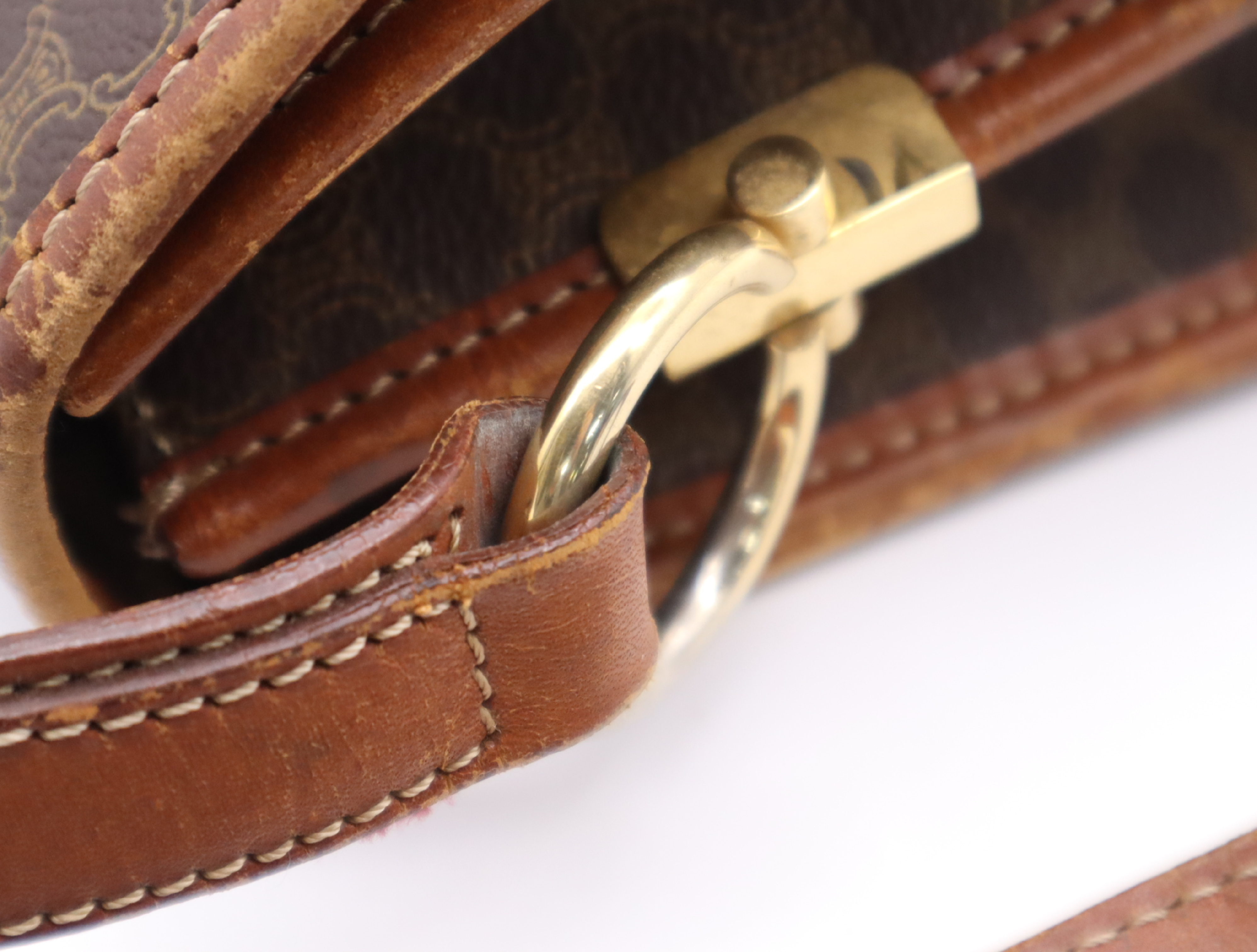 PVC x Leather Macadam Pattern Brown Gold Hardware Shoulder Bag — view 11