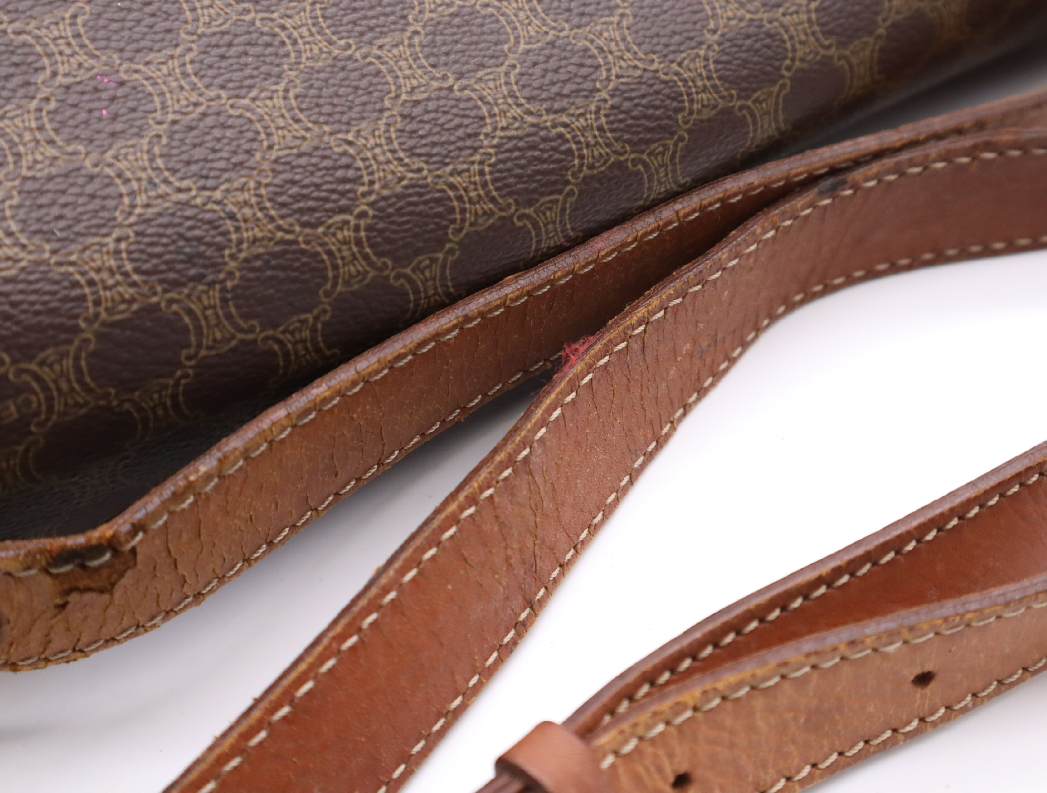 PVC x Leather Macadam Pattern Brown Gold Hardware Shoulder Bag — view 13