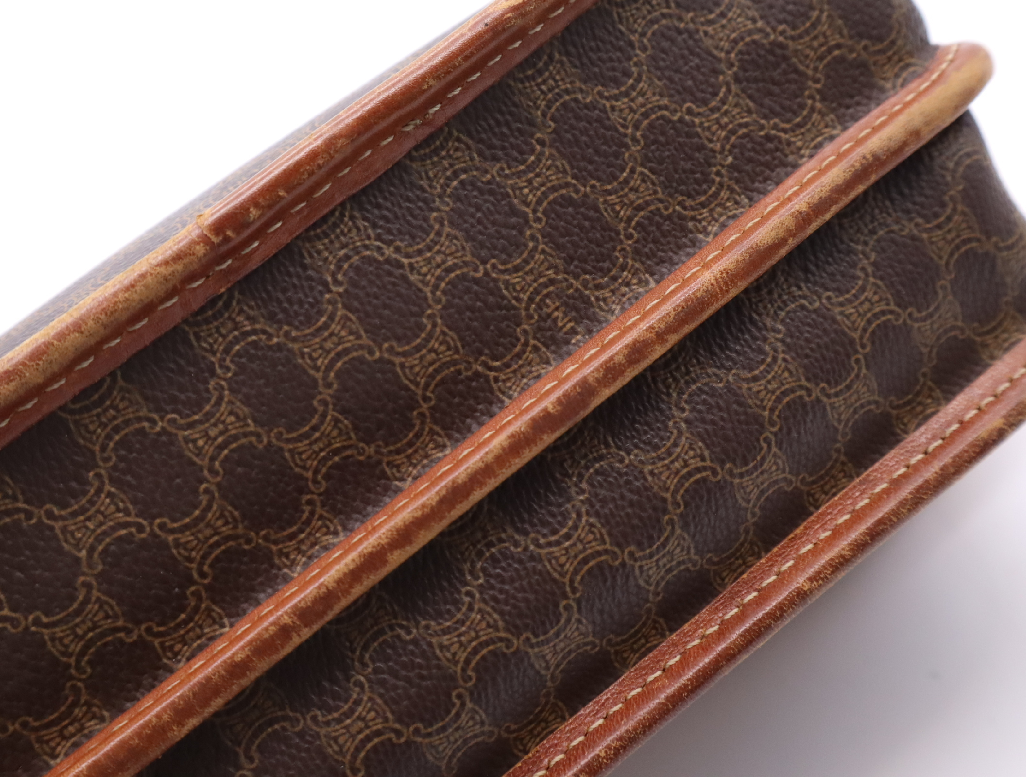 PVC x Leather Macadam Pattern Brown Gold Hardware Shoulder Bag — view 14