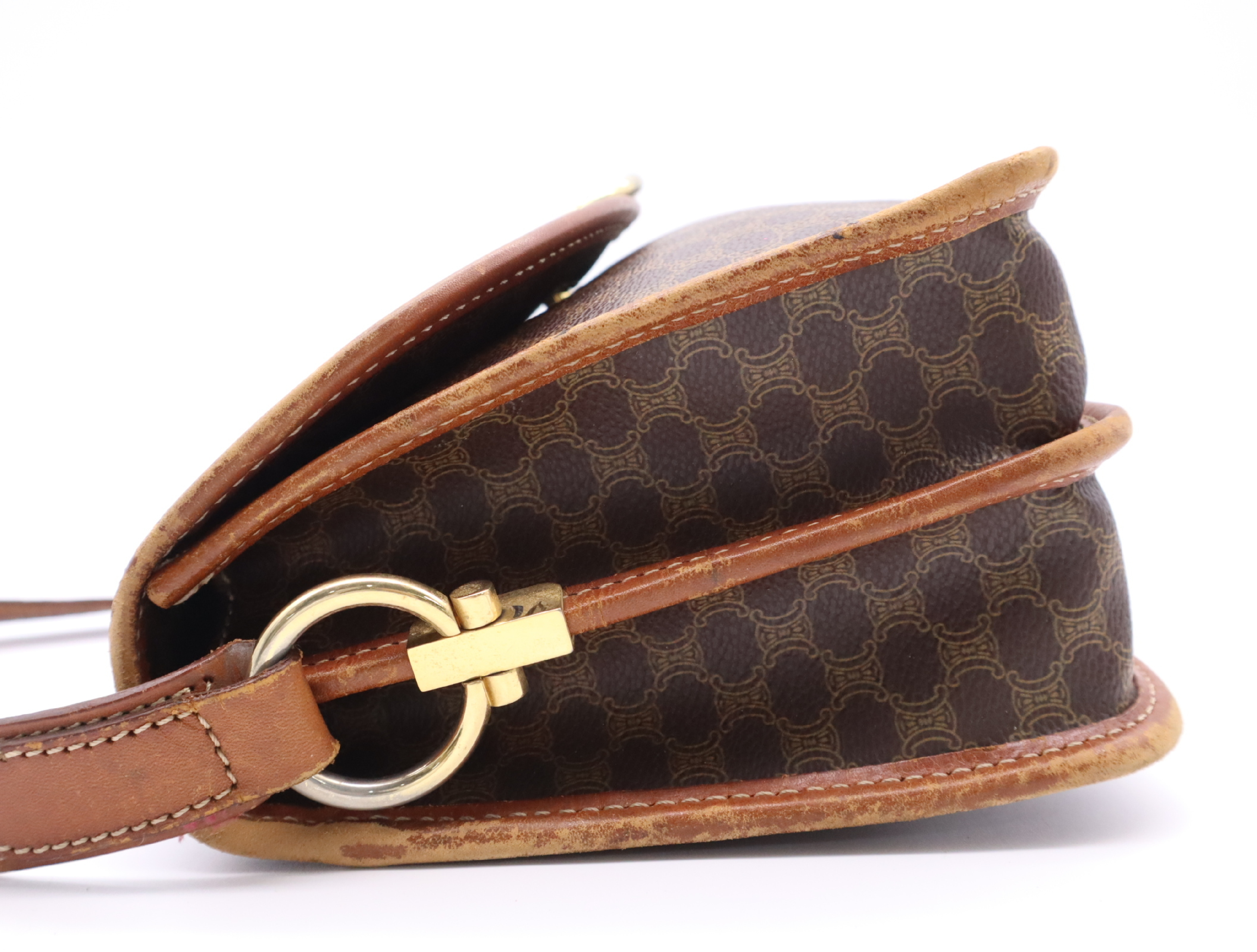 PVC x Leather Macadam Pattern Brown Gold Hardware Shoulder Bag — view 3
