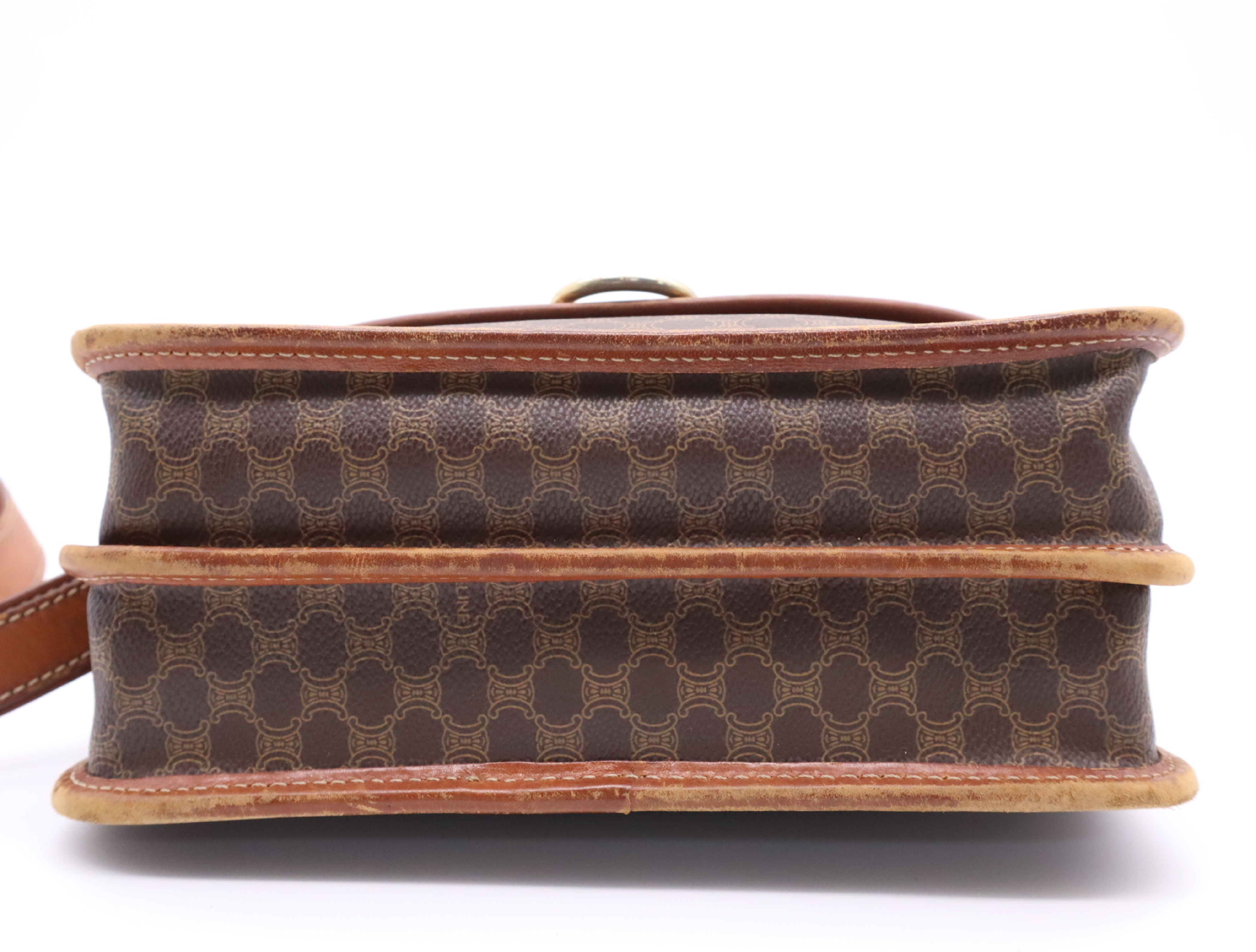 PVC x Leather Macadam Pattern Brown Gold Hardware Shoulder Bag — view 4