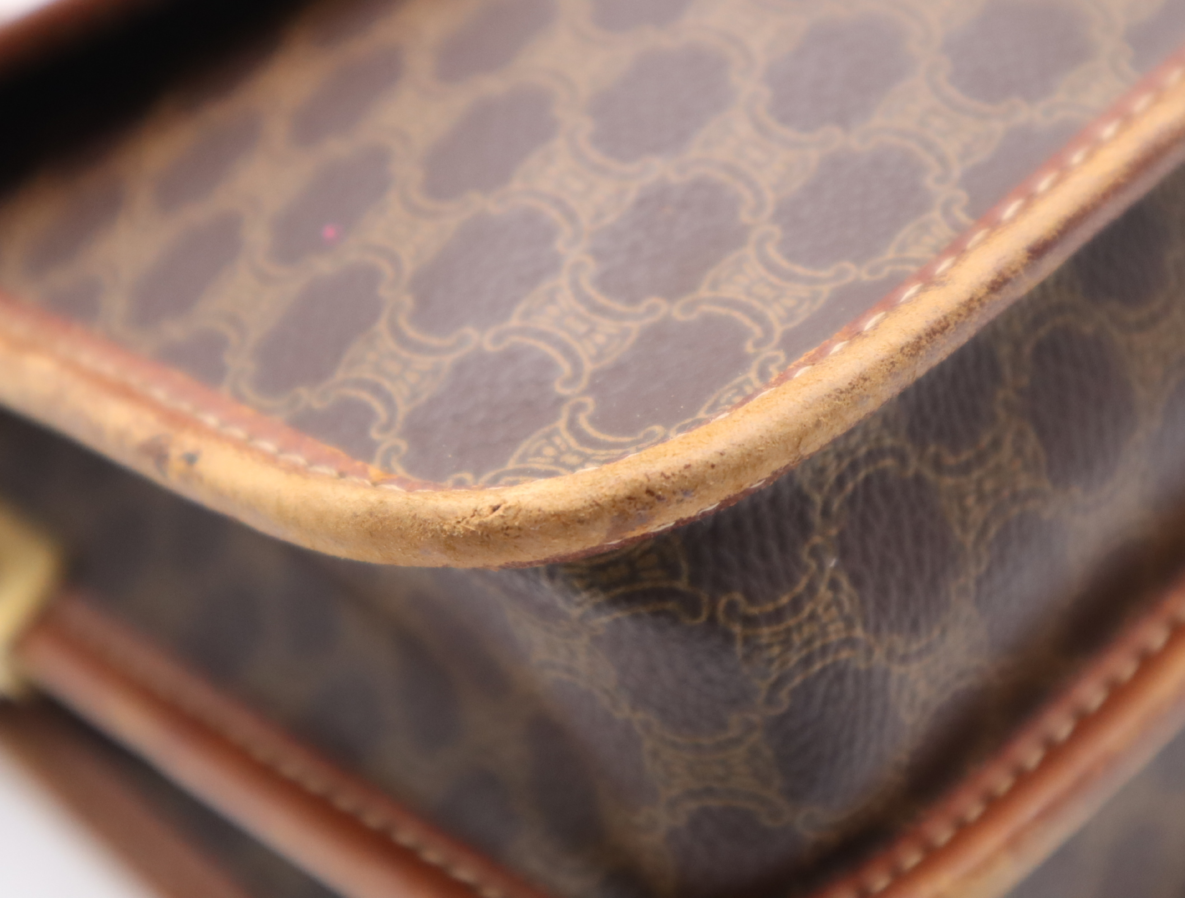 PVC x Leather Macadam Pattern Brown Gold Hardware Shoulder Bag — view 6