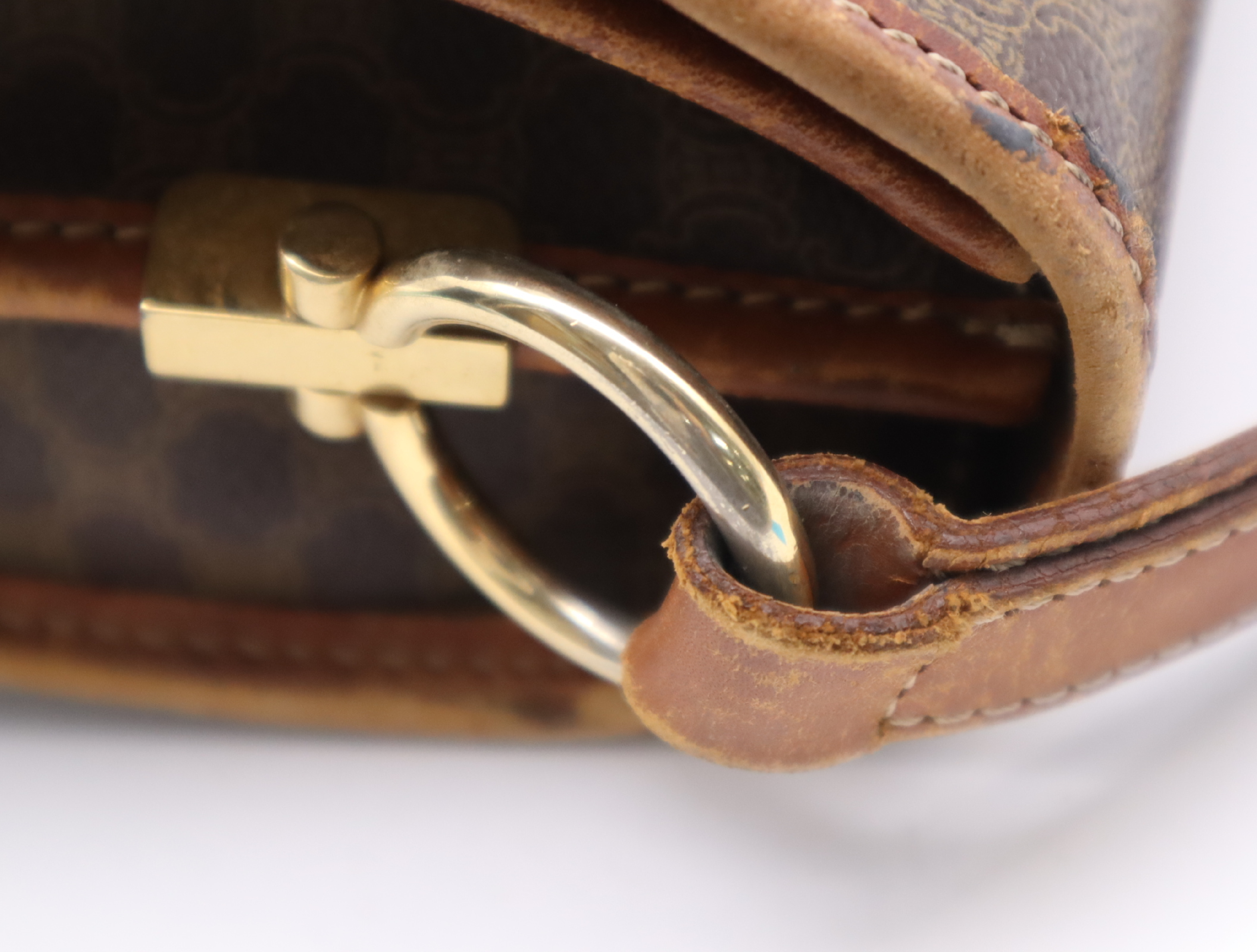 PVC x Leather Macadam Pattern Brown Gold Hardware Shoulder Bag — view 8