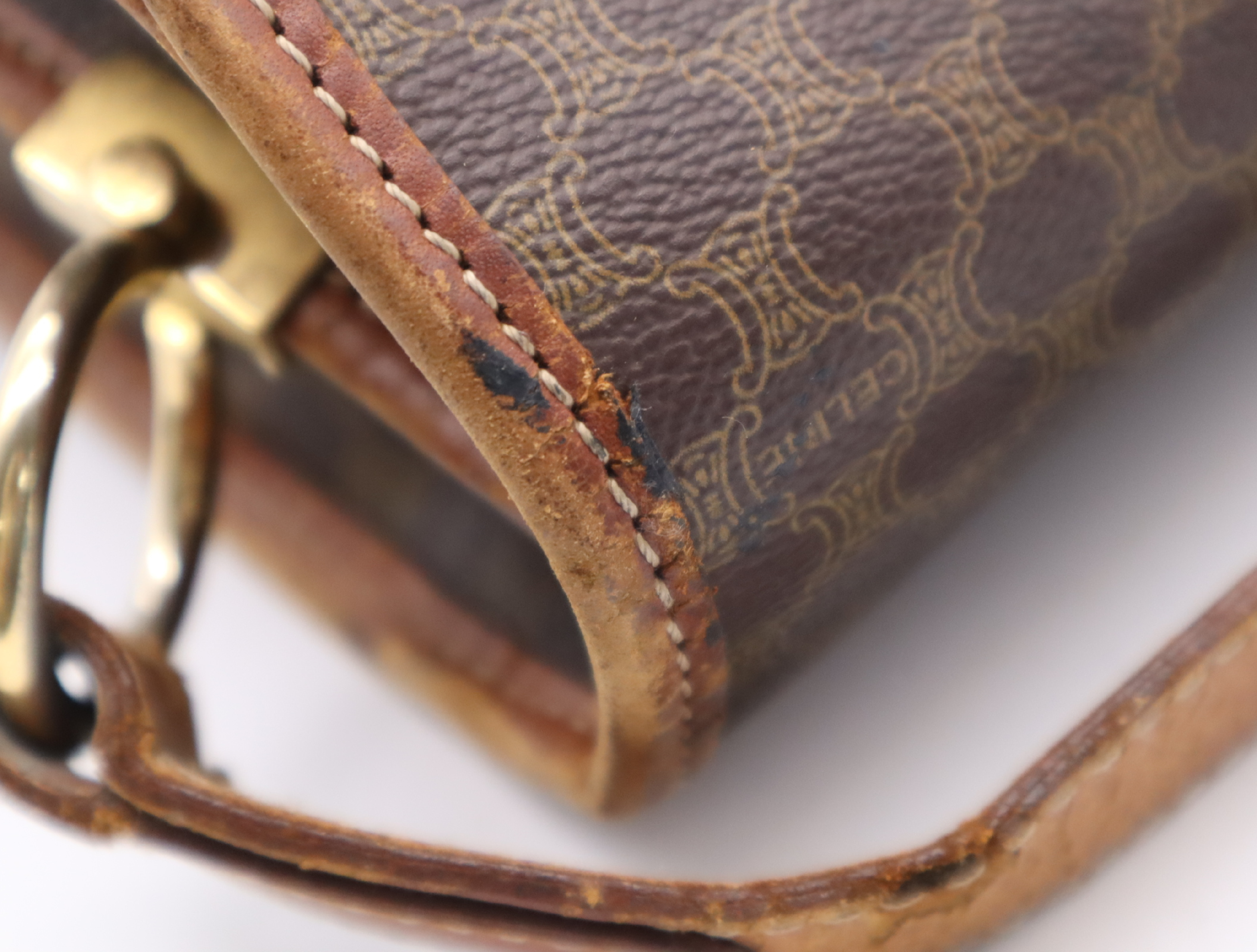 PVC x Leather Macadam Pattern Brown Gold Hardware Shoulder Bag — view 9
