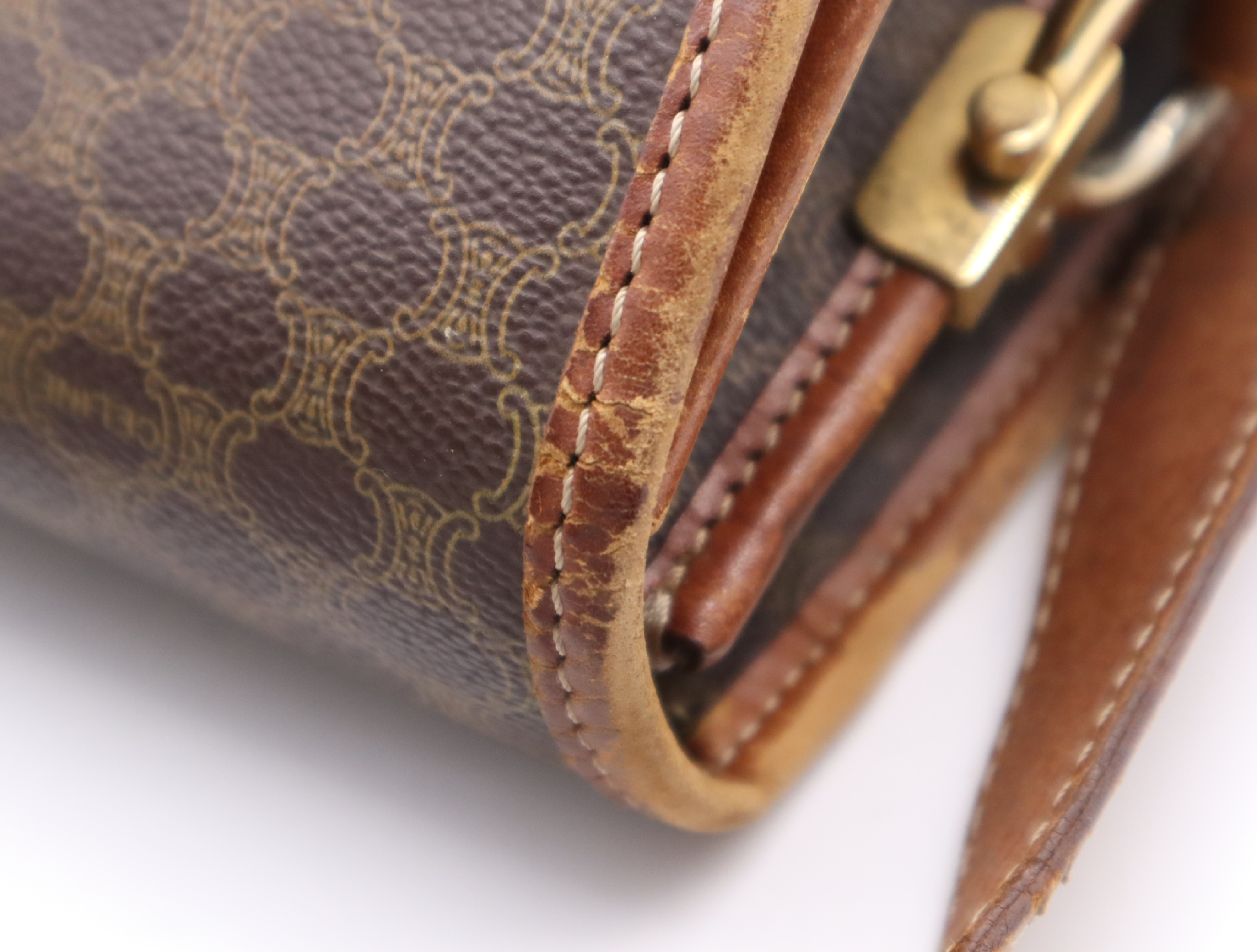 PVC x Leather Macadam Pattern Brown Gold Hardware Shoulder Bag — view 10