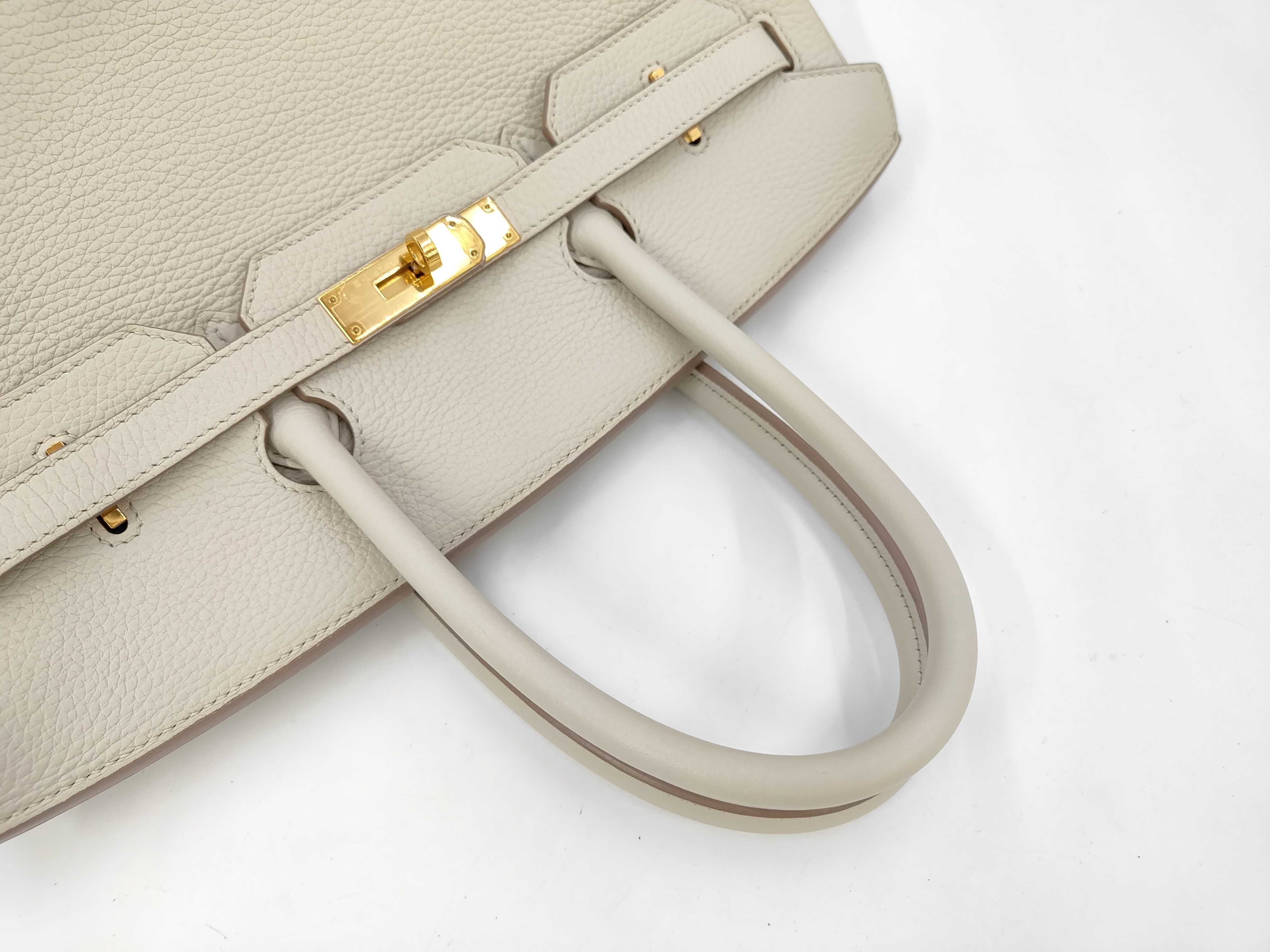 Birkin 35 Craie Gold Hardware A Stamp Handbag — view 5