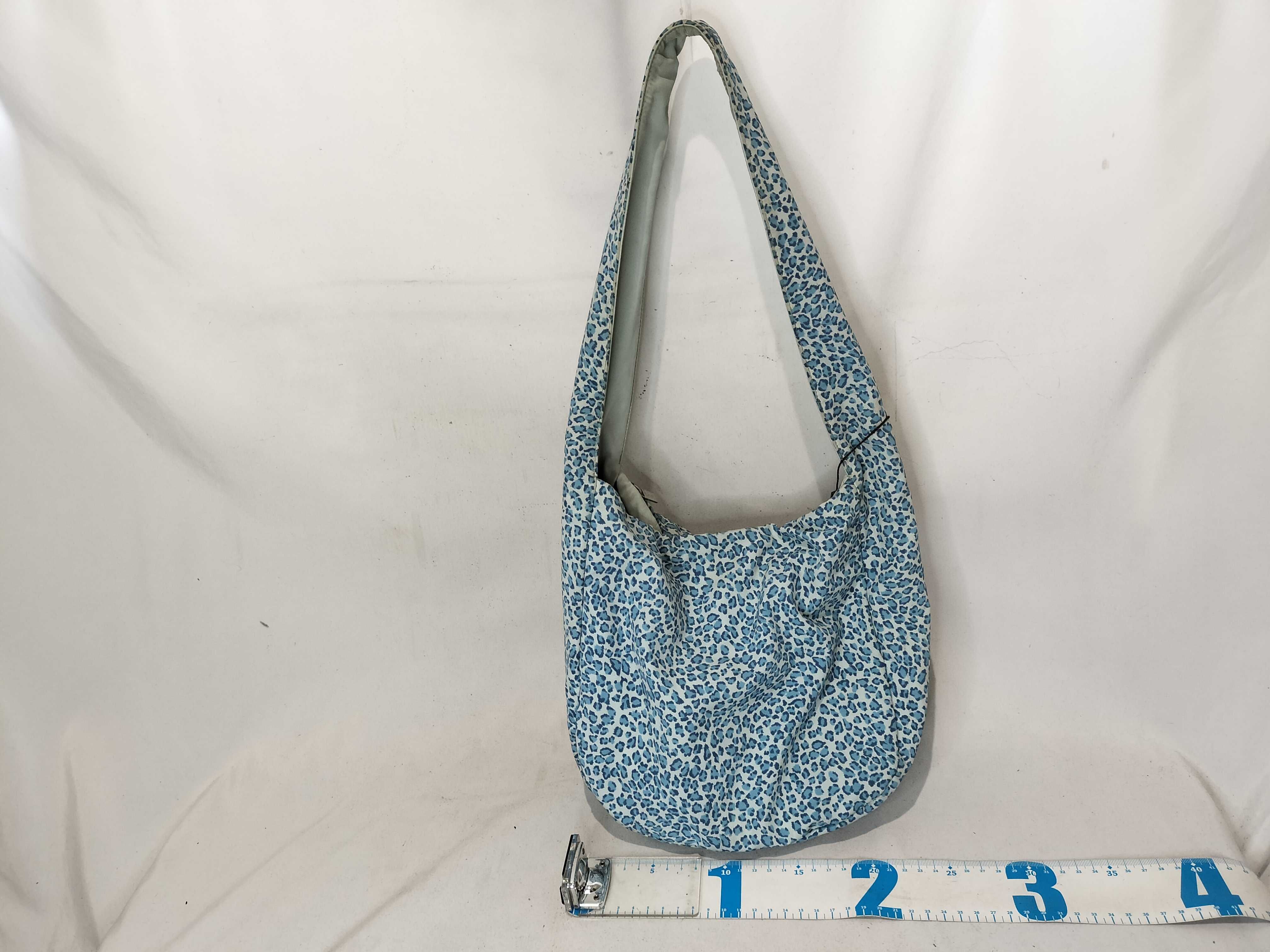 Nylon Leopard Print One-Shoulder Bag, Blue — view 2