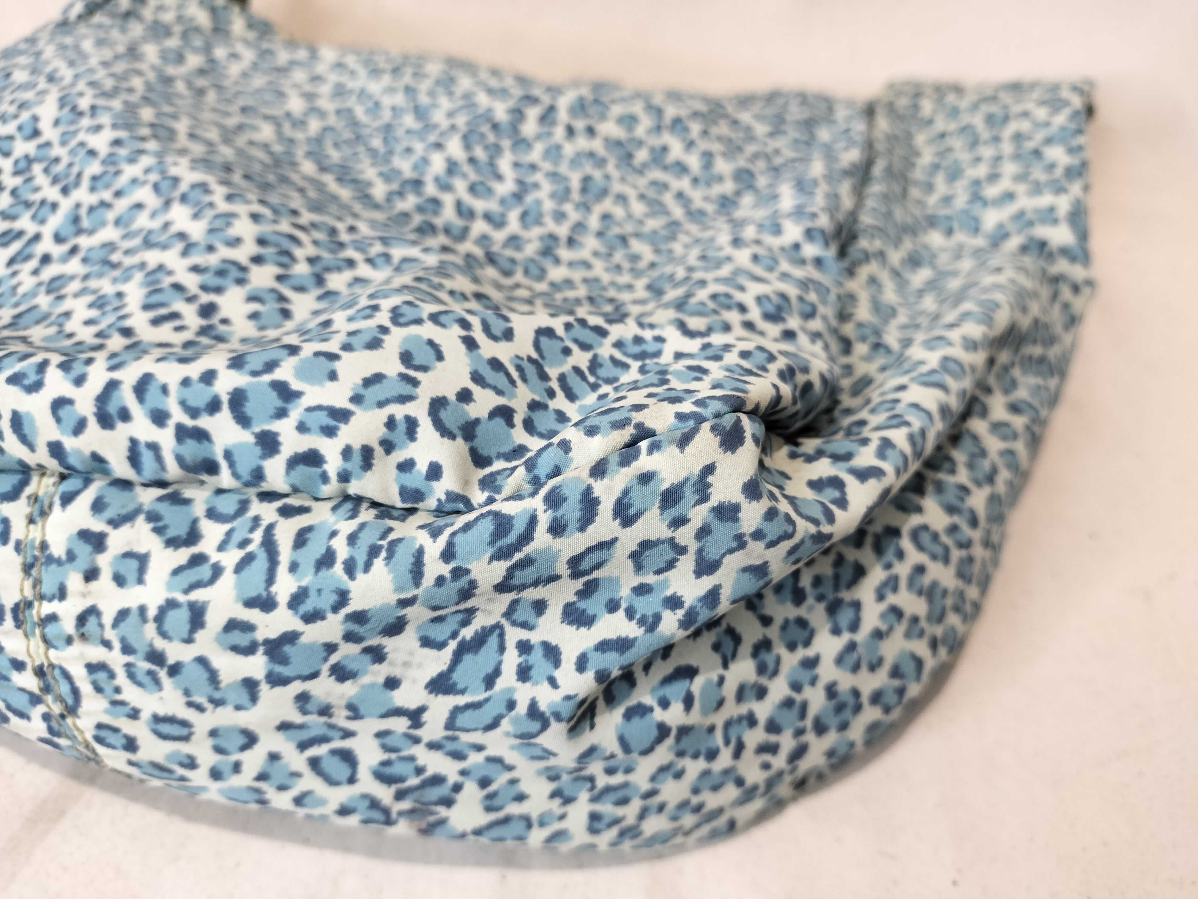 Nylon Leopard Print One-Shoulder Bag, Blue — view 6