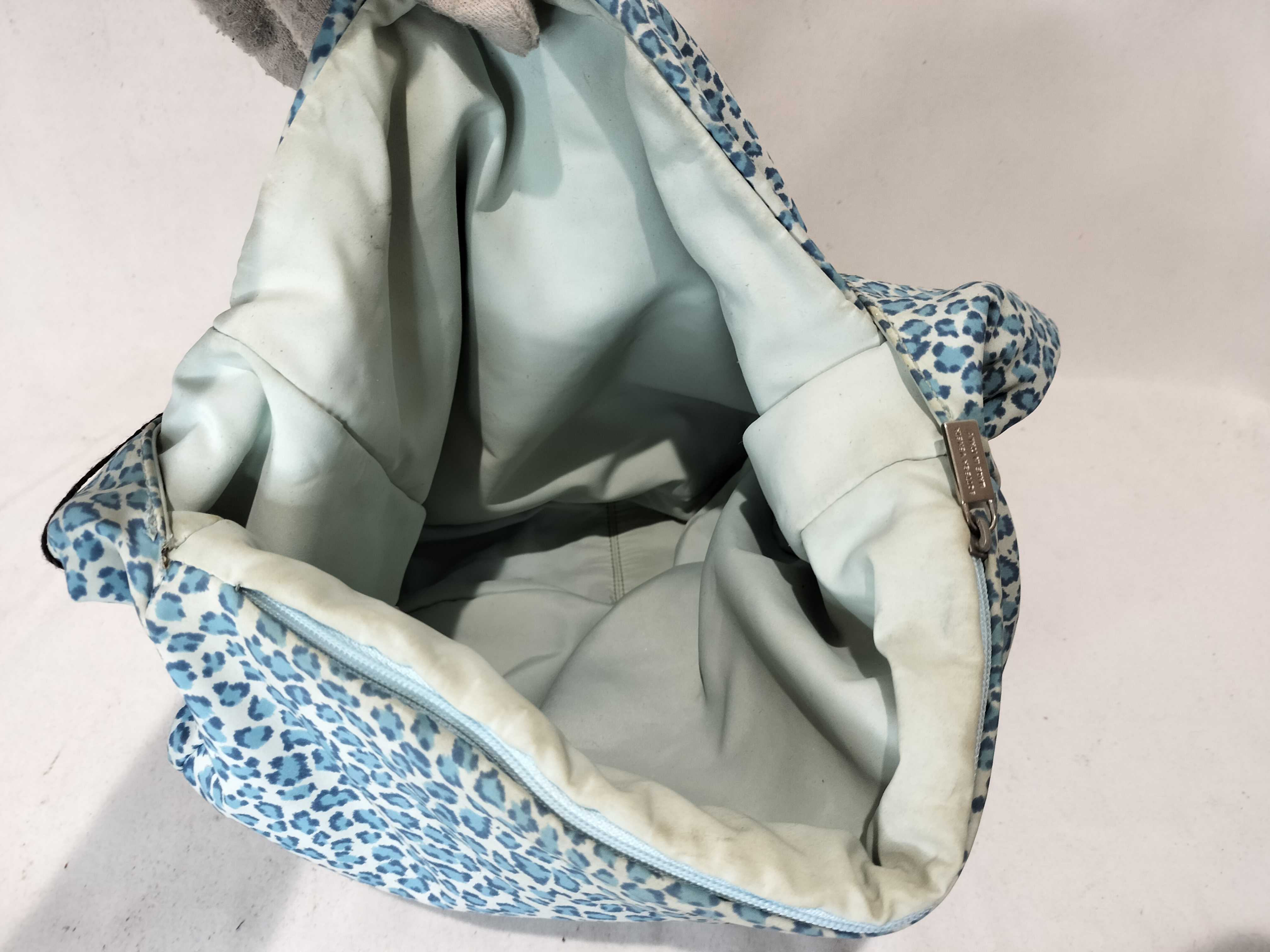 Nylon Leopard Print One-Shoulder Bag, Blue — view 8