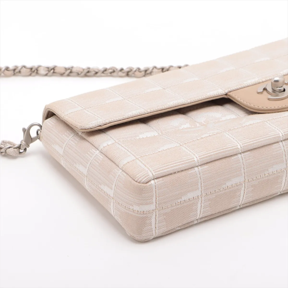 New Travel Line Nylon Chain Shoulder Bag Beige Silver Hardware 6414512 No. 6 — view 4
