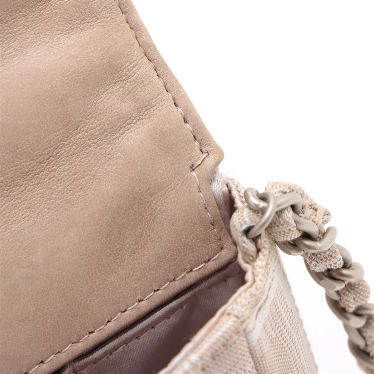 New Travel Line Nylon Chain Shoulder Bag Beige Silver Hardware 6414512 No. 6 — view 9