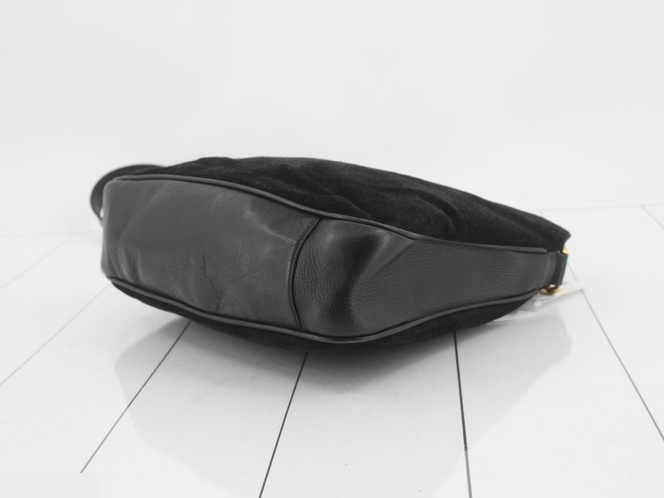 Bamboo One-Shoulder Bag, Suede, Black — view 6