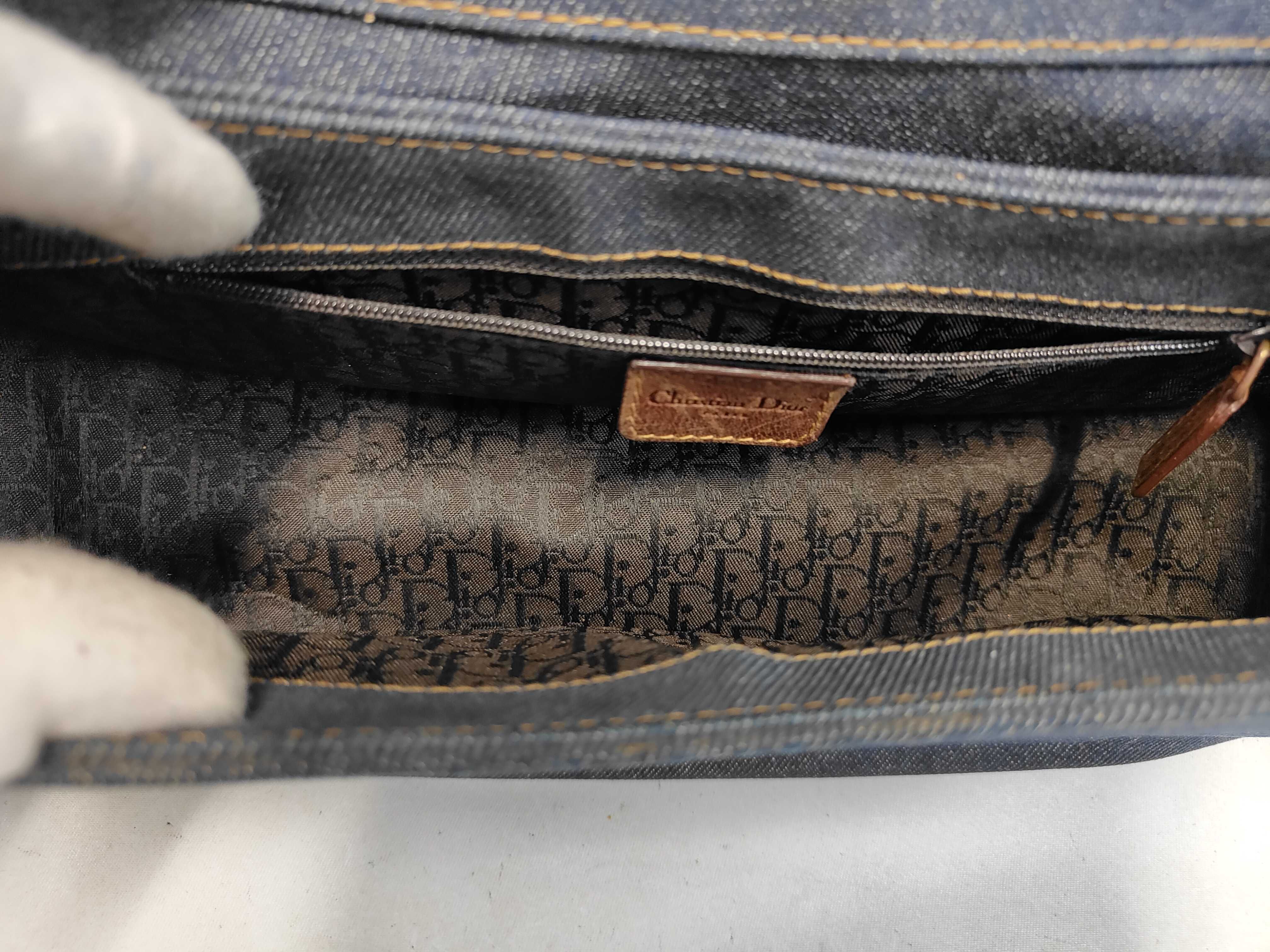 Street Chic Denim x Leather Shoulder Bag Blue x Brown Bag — view 9