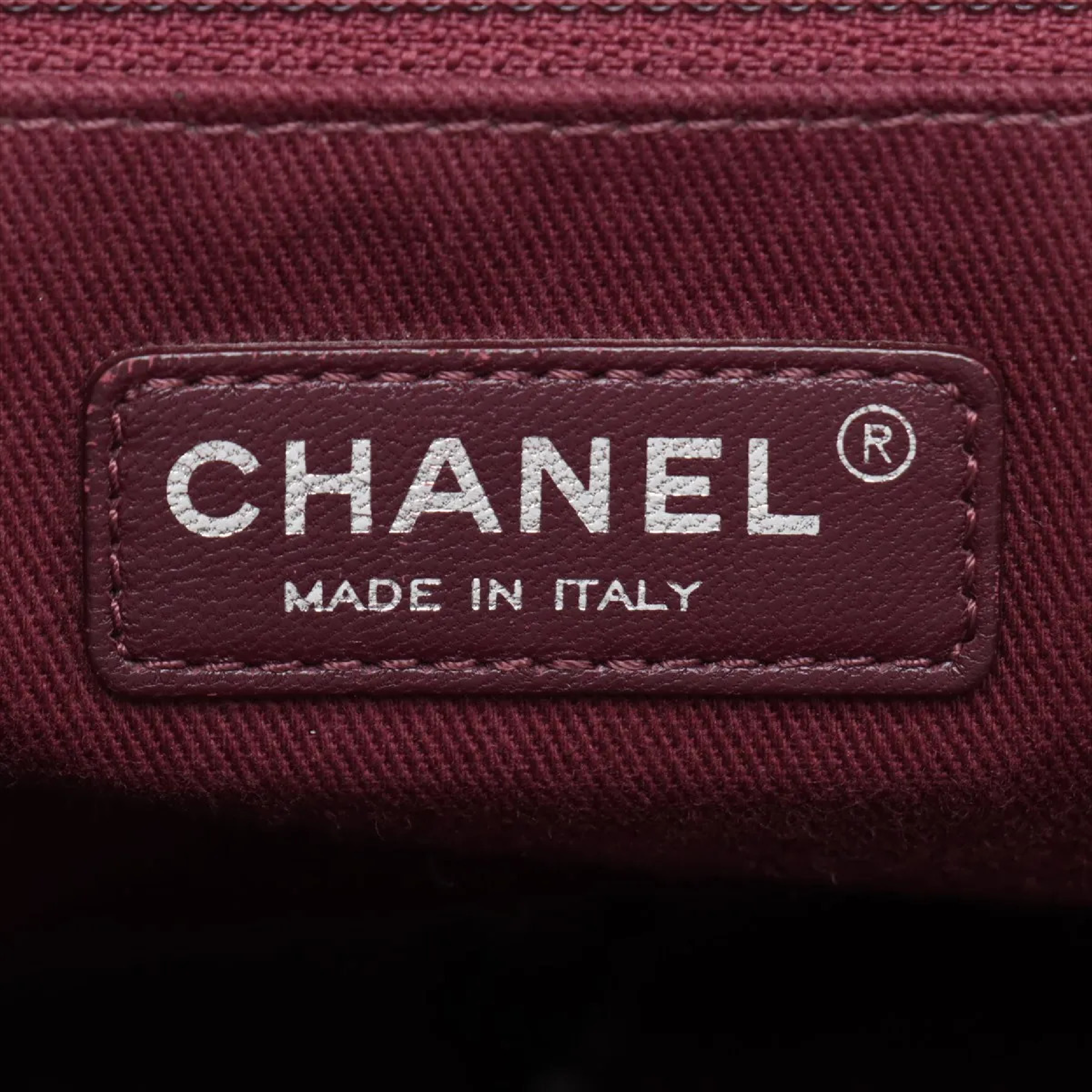 Boy Chanel leather chain tote bag with seal. Card number in the 18s range. Comes with dust bag. — view 7