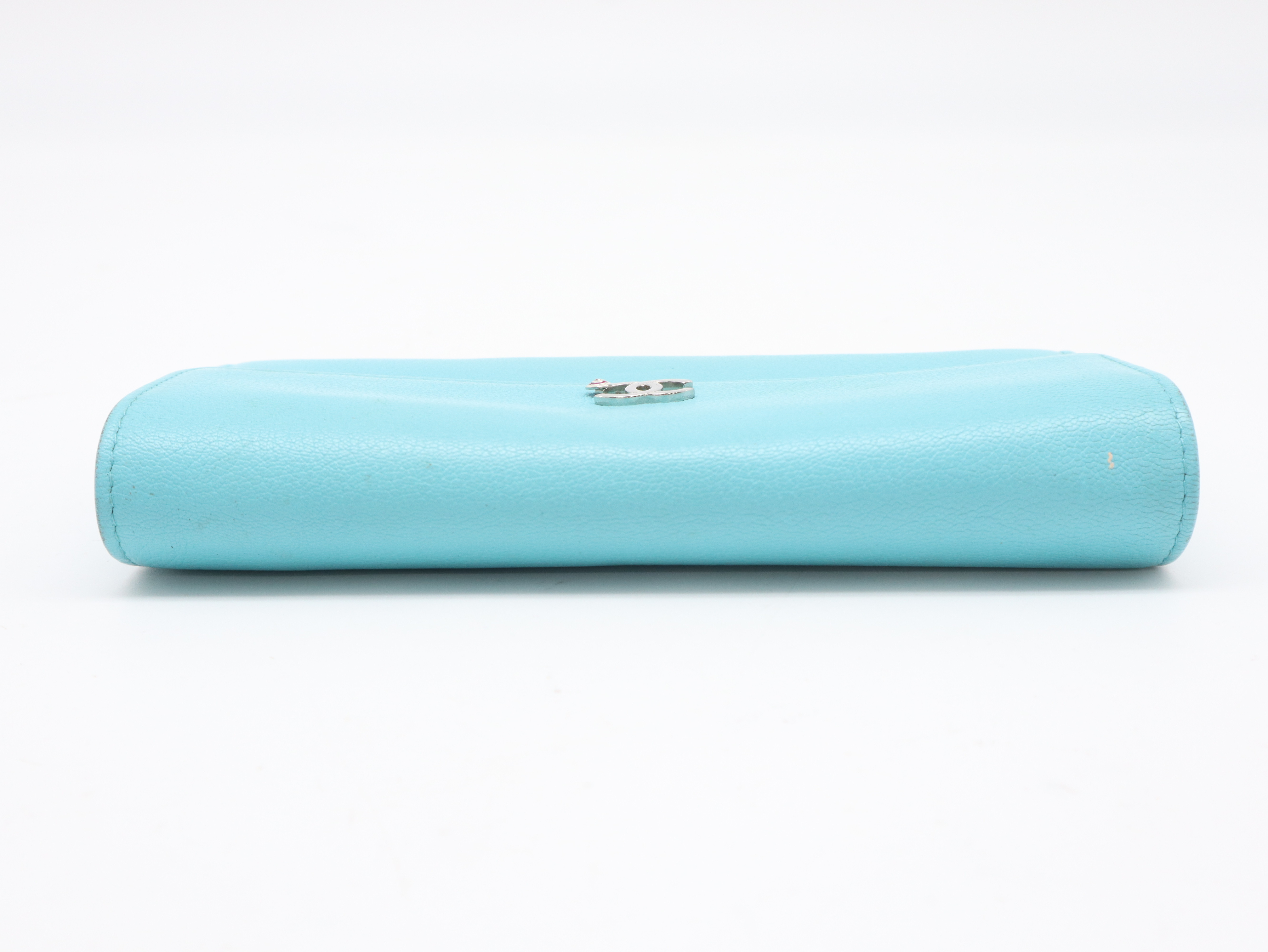 Leather Lucky Umbrella Coco Mark Long Wallet Turquoise Seal Card 27663149 Guaranteed Wallet — view 4