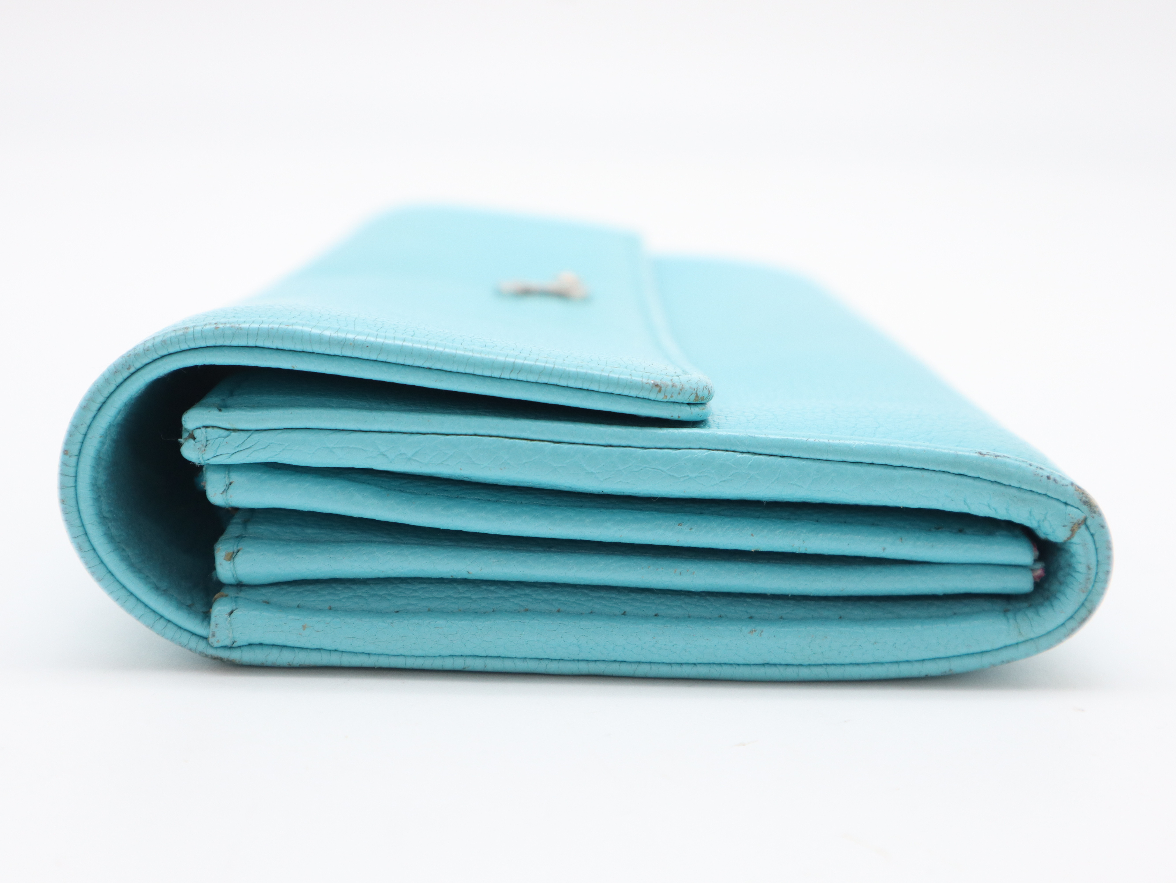 Leather Lucky Umbrella Coco Mark Long Wallet Turquoise Seal Card 27663149 Guaranteed Wallet — view 5