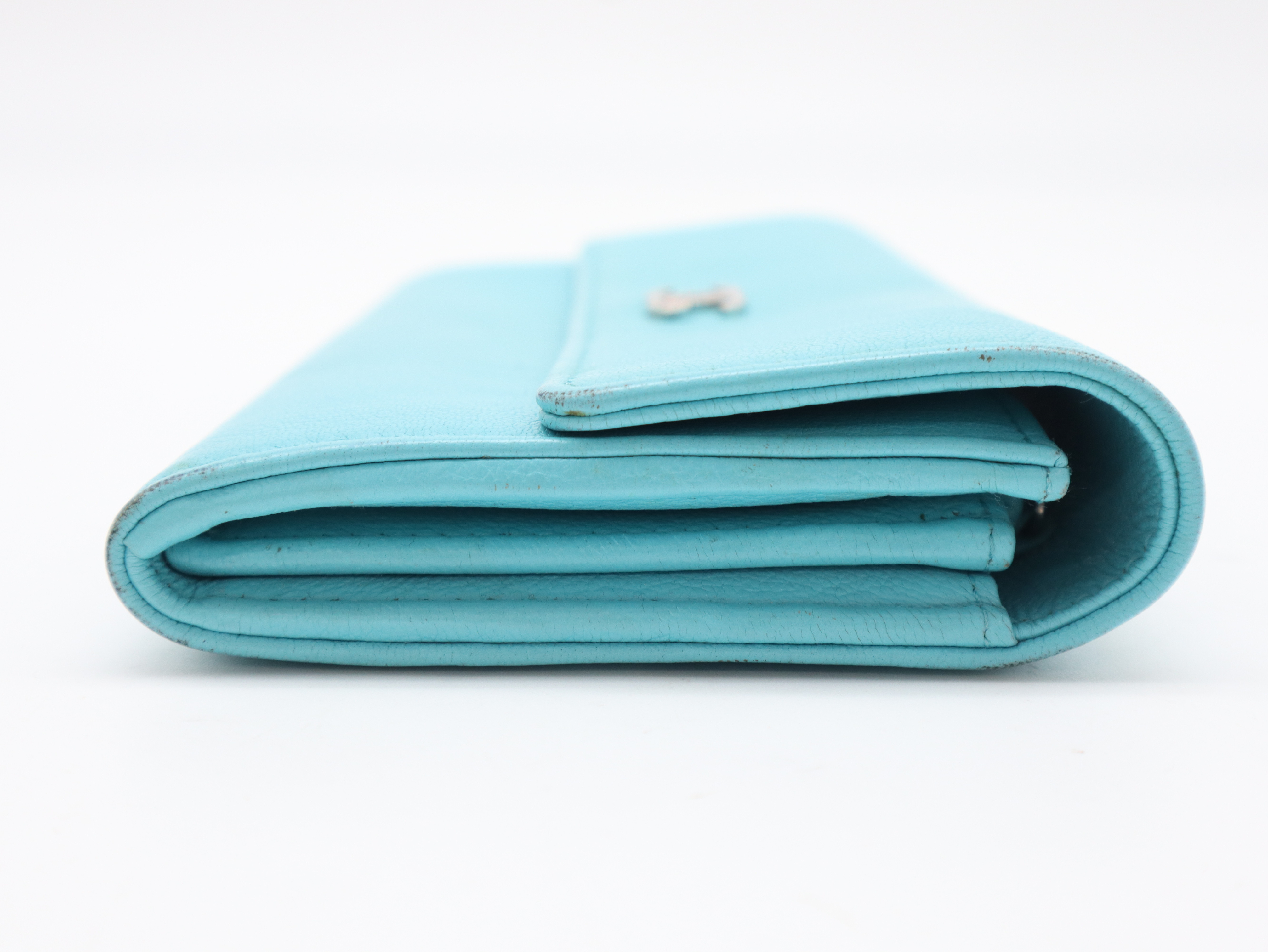 Leather Lucky Umbrella Coco Mark Long Wallet Turquoise Seal Card 27663149 Guaranteed Wallet — view 6