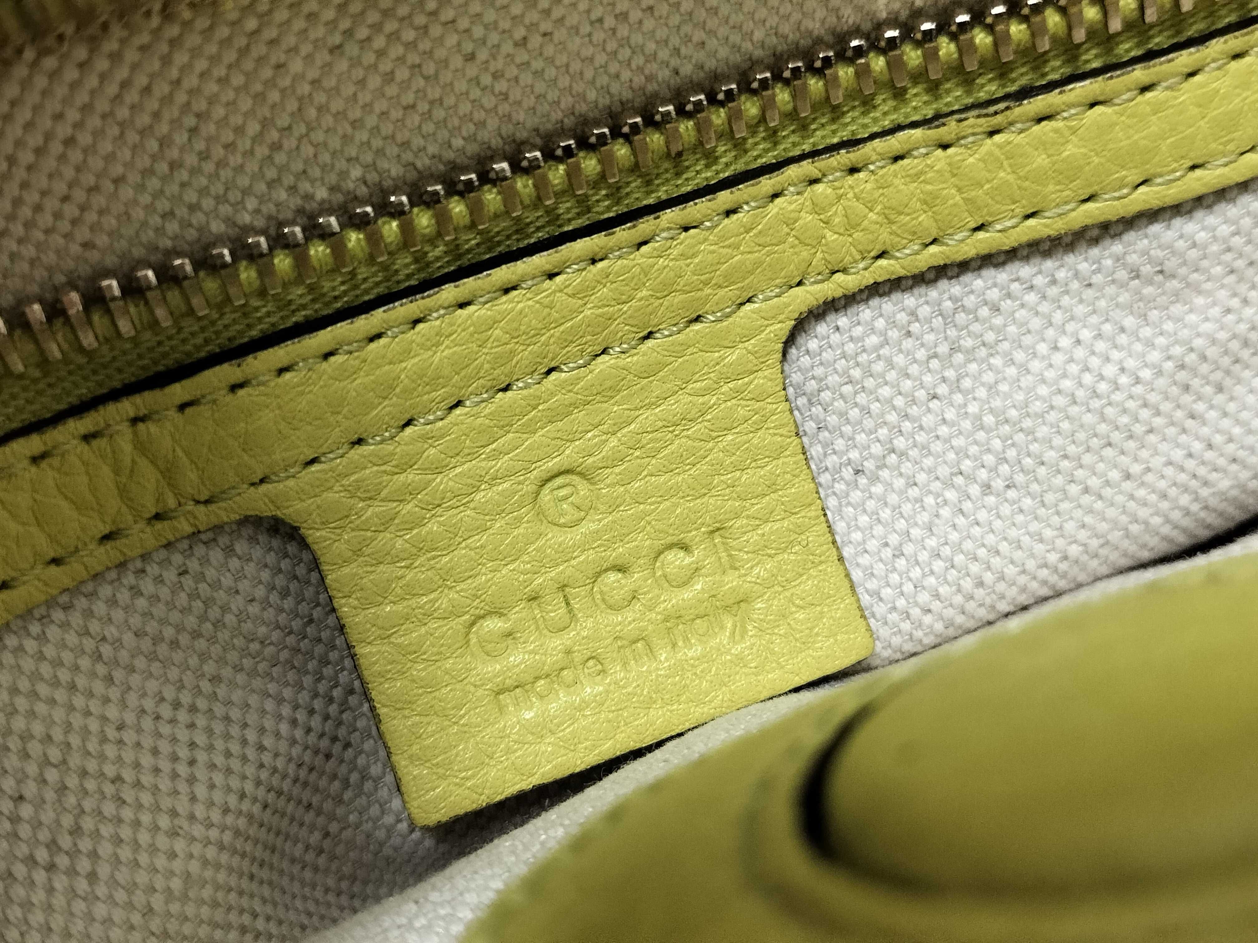 Bamboo 2-way Leather Handbag, Yellow — view 12