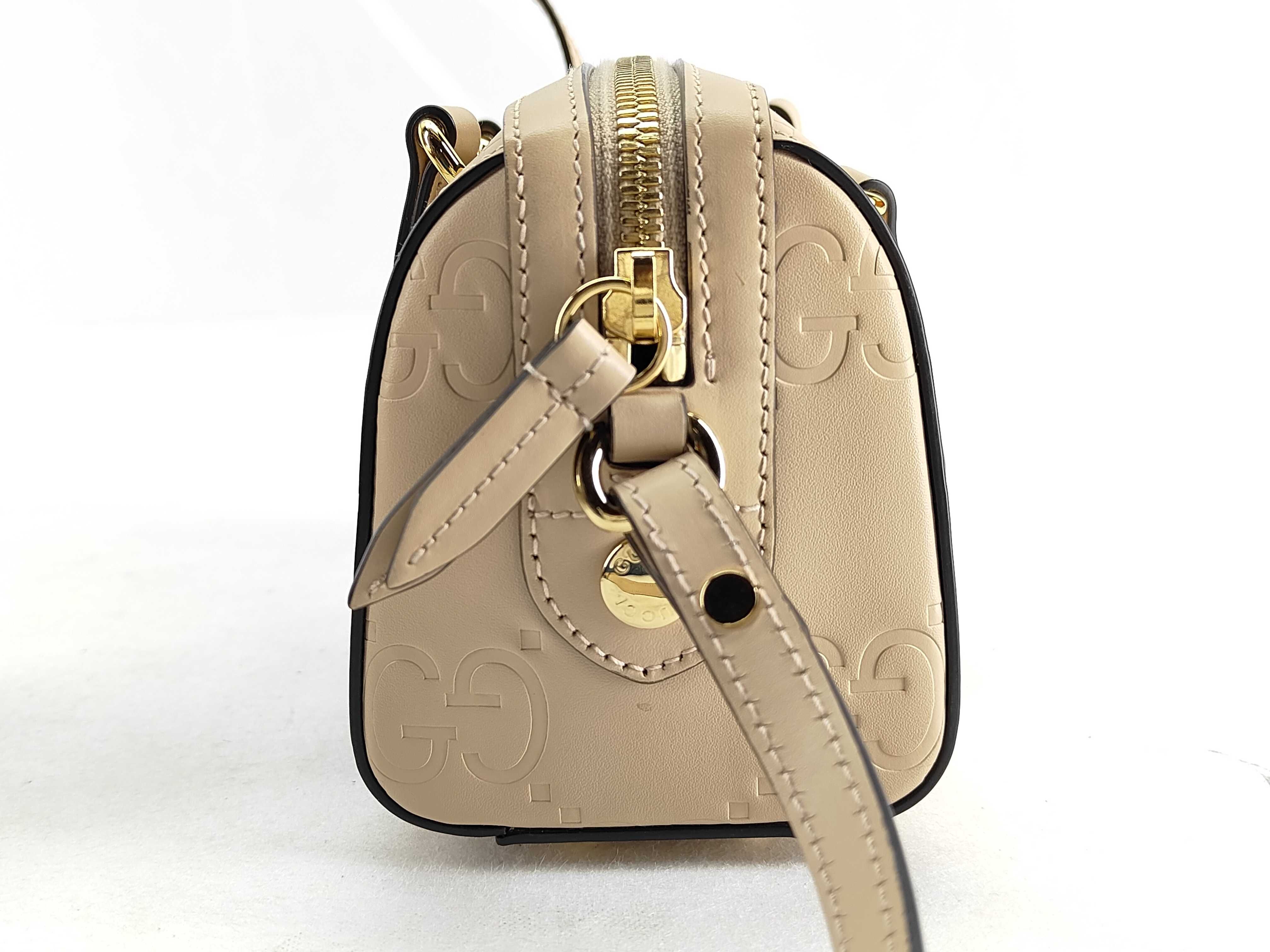 GG Super Mini Leather 2-Way Handbag, Pink, 790130, Boston Bag — view 8