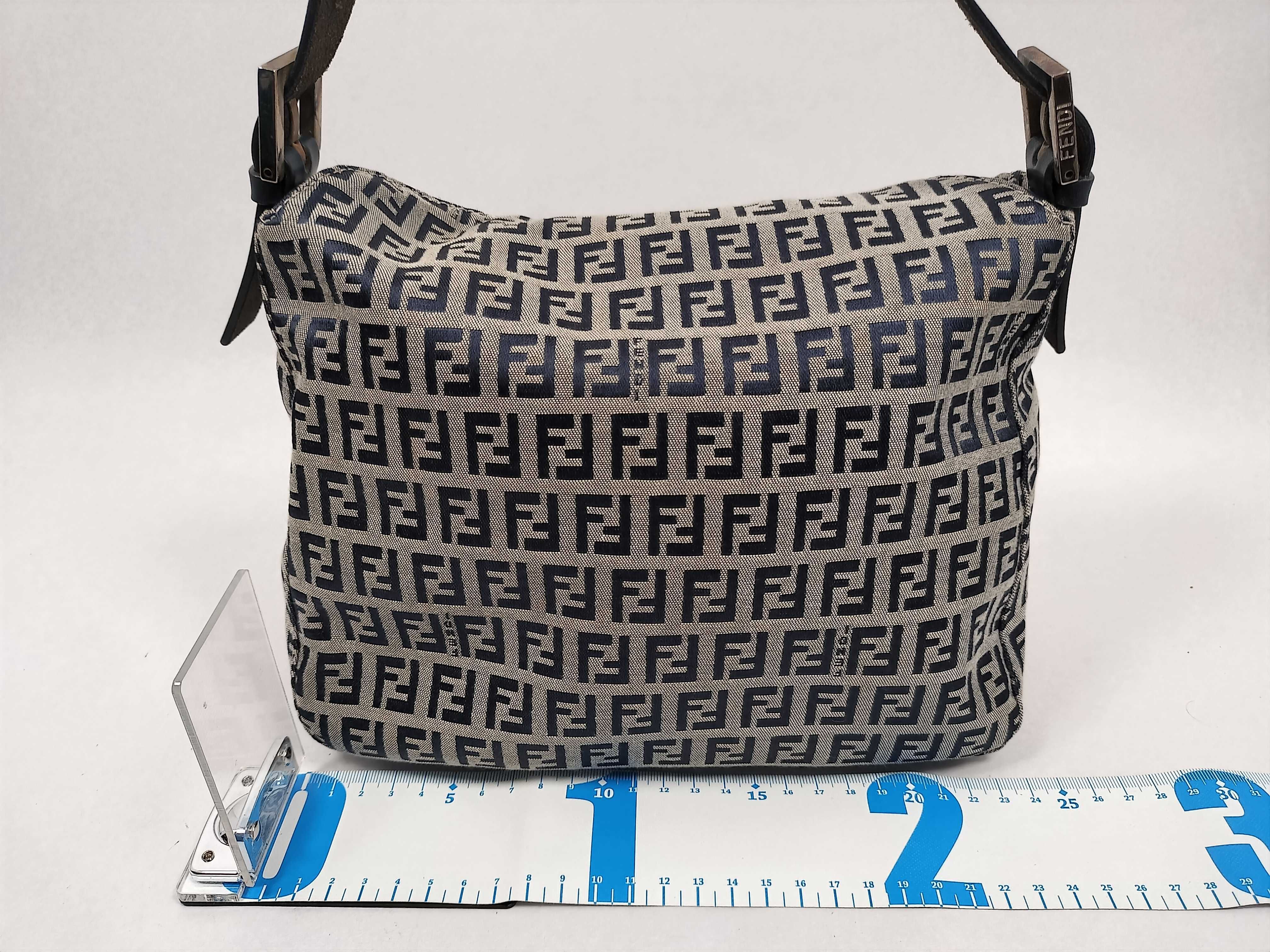 Mamma Fendi Zucchino Mamma Bucket Canvas x Leather Shoulder Bag Navy Shoulder Bag — view 2