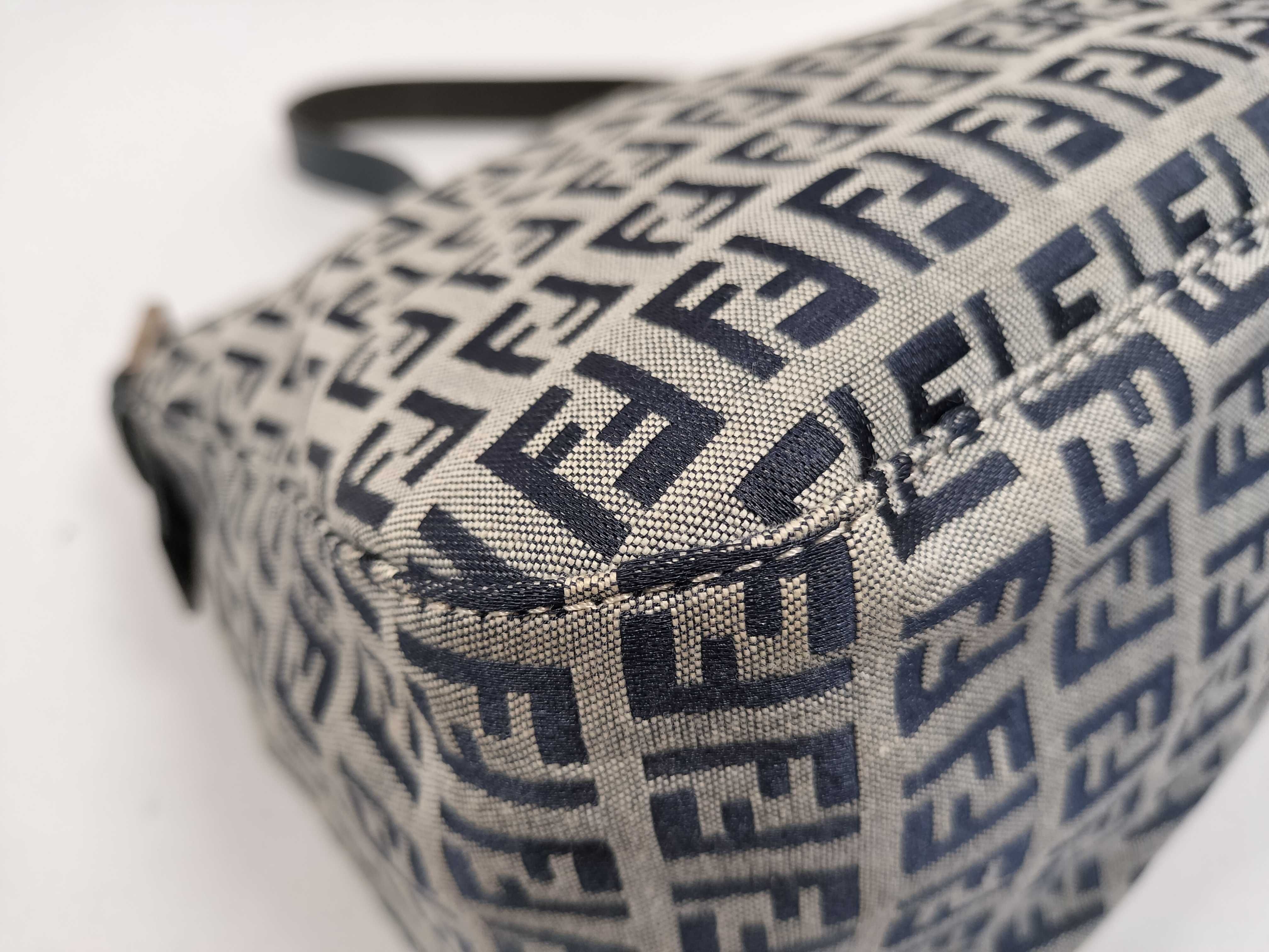Mamma Fendi Zucchino Mamma Bucket Canvas x Leather Shoulder Bag Navy Shoulder Bag — view 6