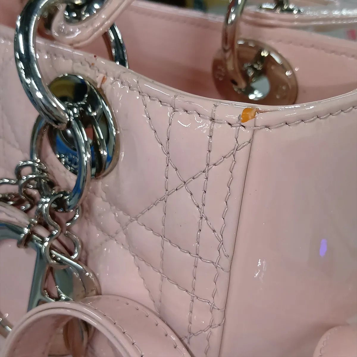Cannage Lady Dior Patent Leather 2-Way Handbag Pink — view 12